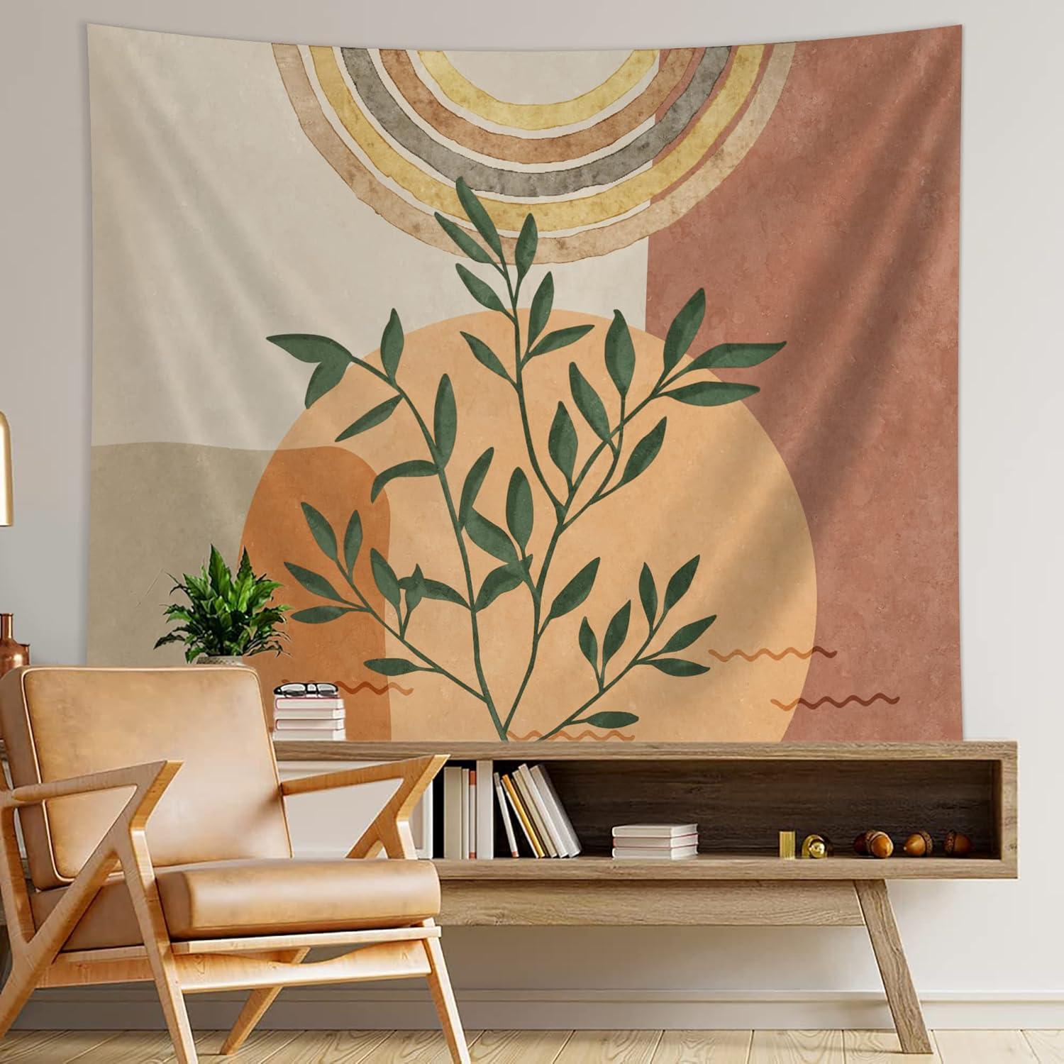 Tapiz de Pared Boho SUOTEMEIFEI 130x150cm Arte de Plantas