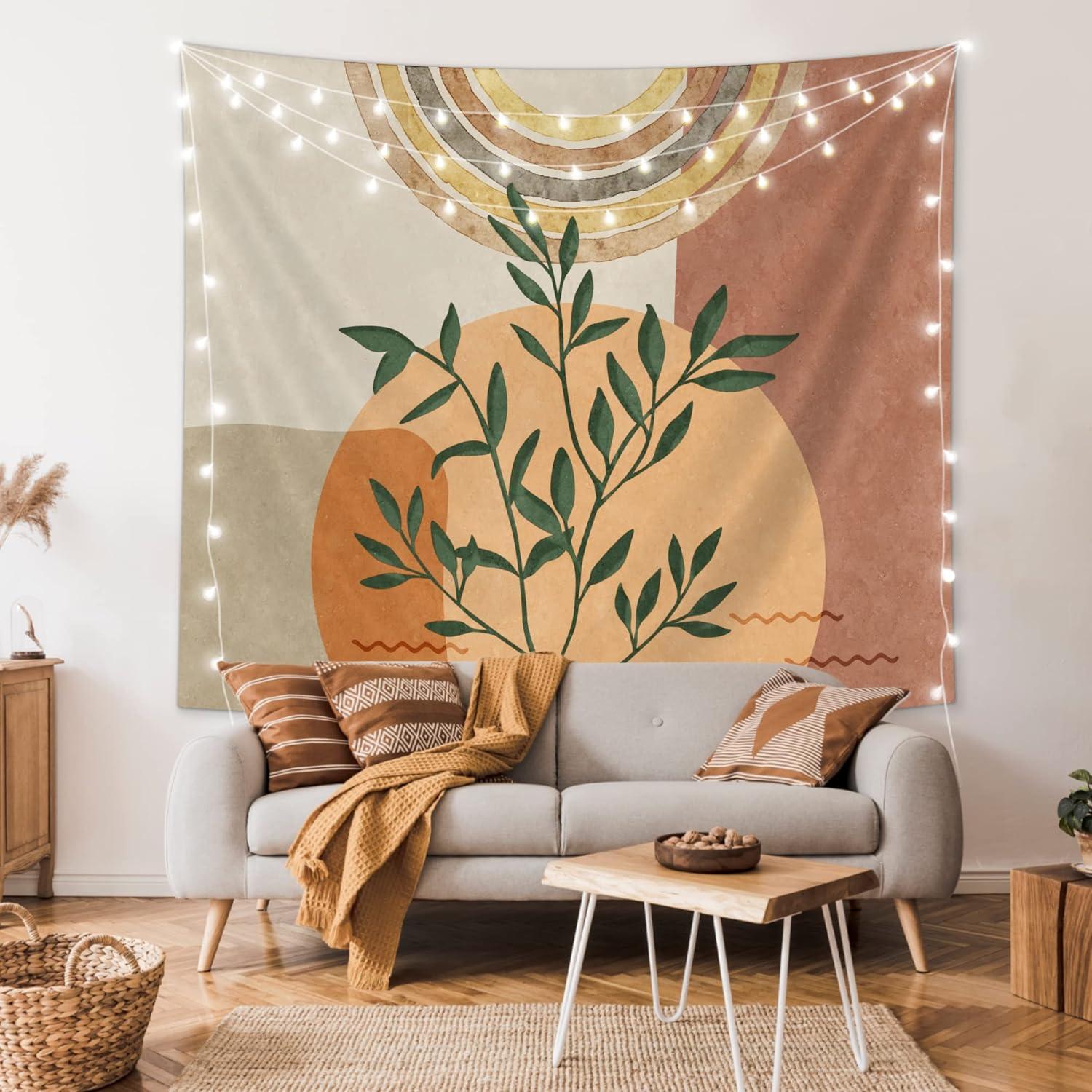 Tapiz de Pared Boho SUOTEMEIFEI 130x150cm Arte de Plantas