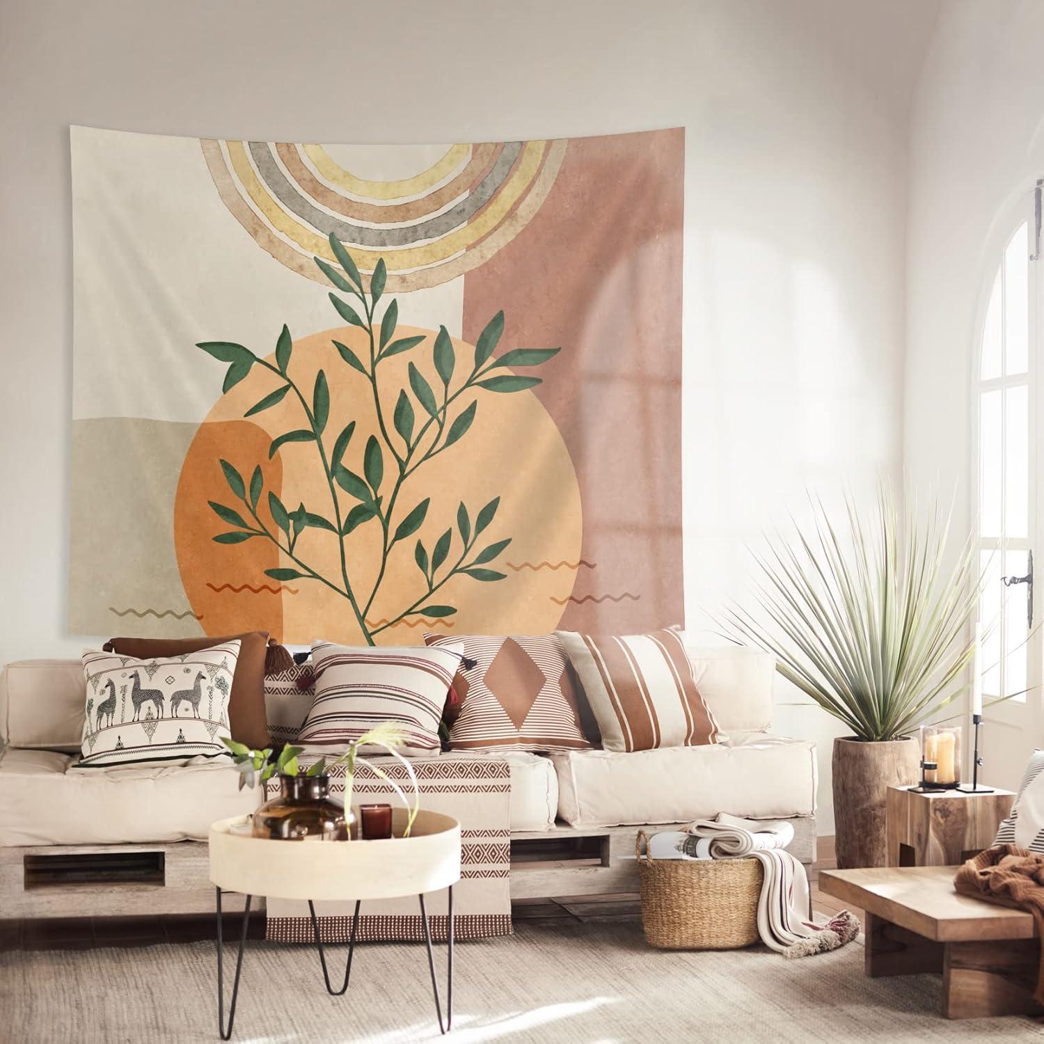 Tapiz de Pared Boho SUOTEMEIFEI 130x150cm Arte de Plantas