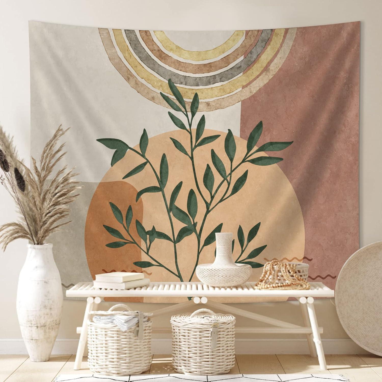 Tapiz de Pared Boho SUOTEMEIFEI 130x150cm Arte de Plantas