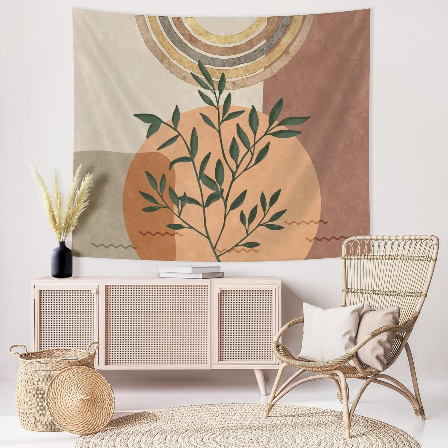 Tapiz de Pared Boho SUOTEMEIFEI 130x150cm Arte de Plantas