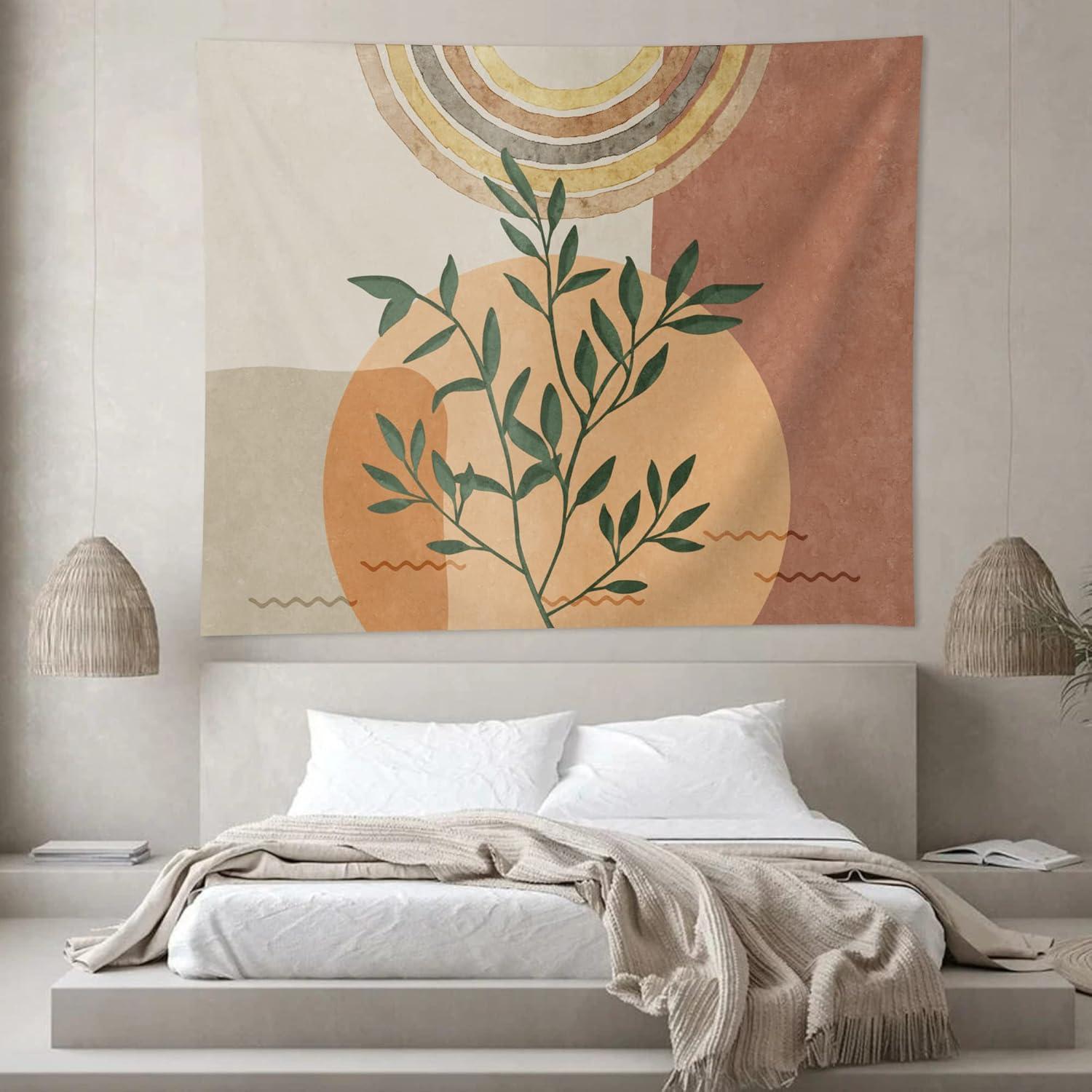 Tapiz de Pared Boho SUOTEMEIFEI 130x150cm Arte de Plantas