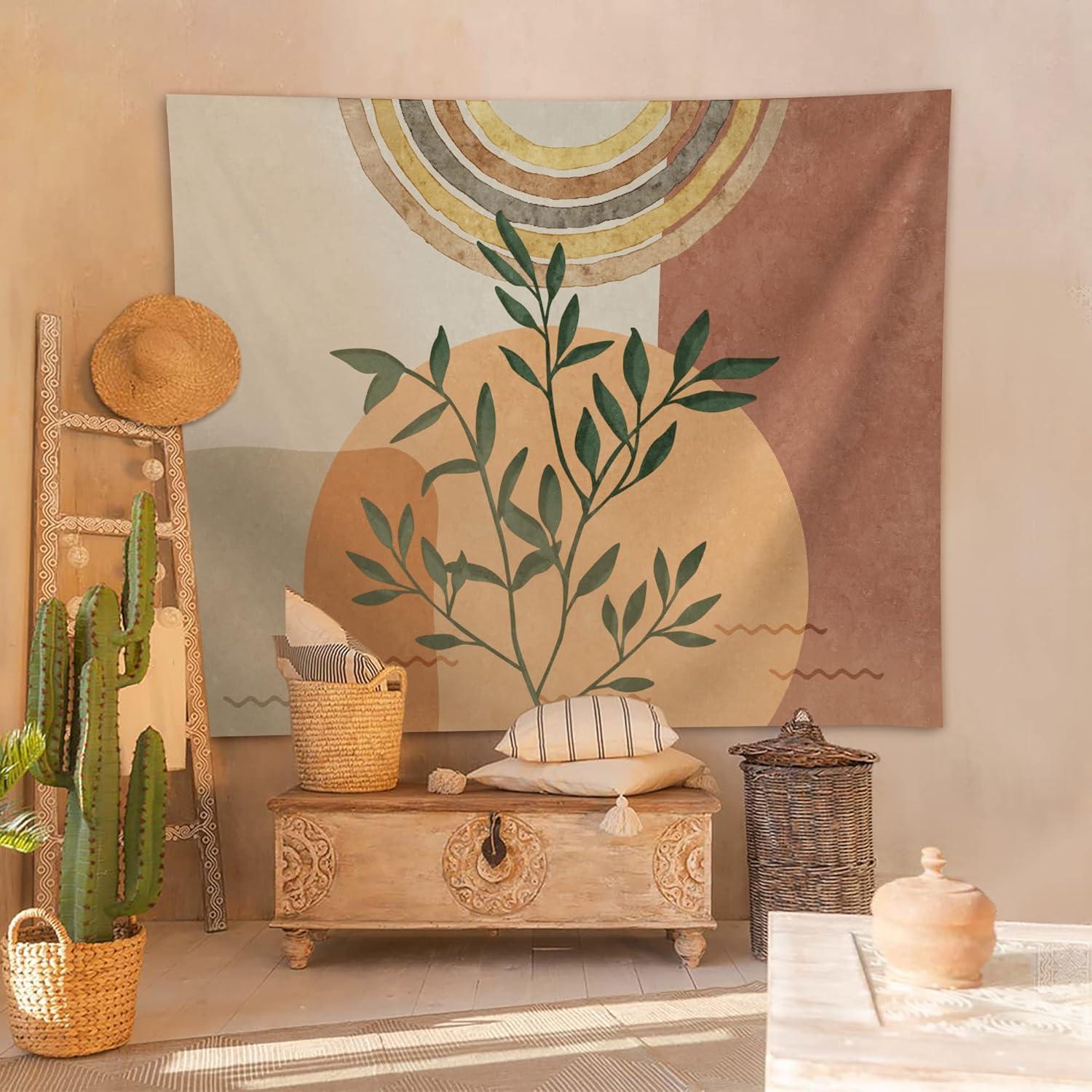 Tapiz de Pared Boho SUOTEMEIFEI 130x150cm Arte de Plantas