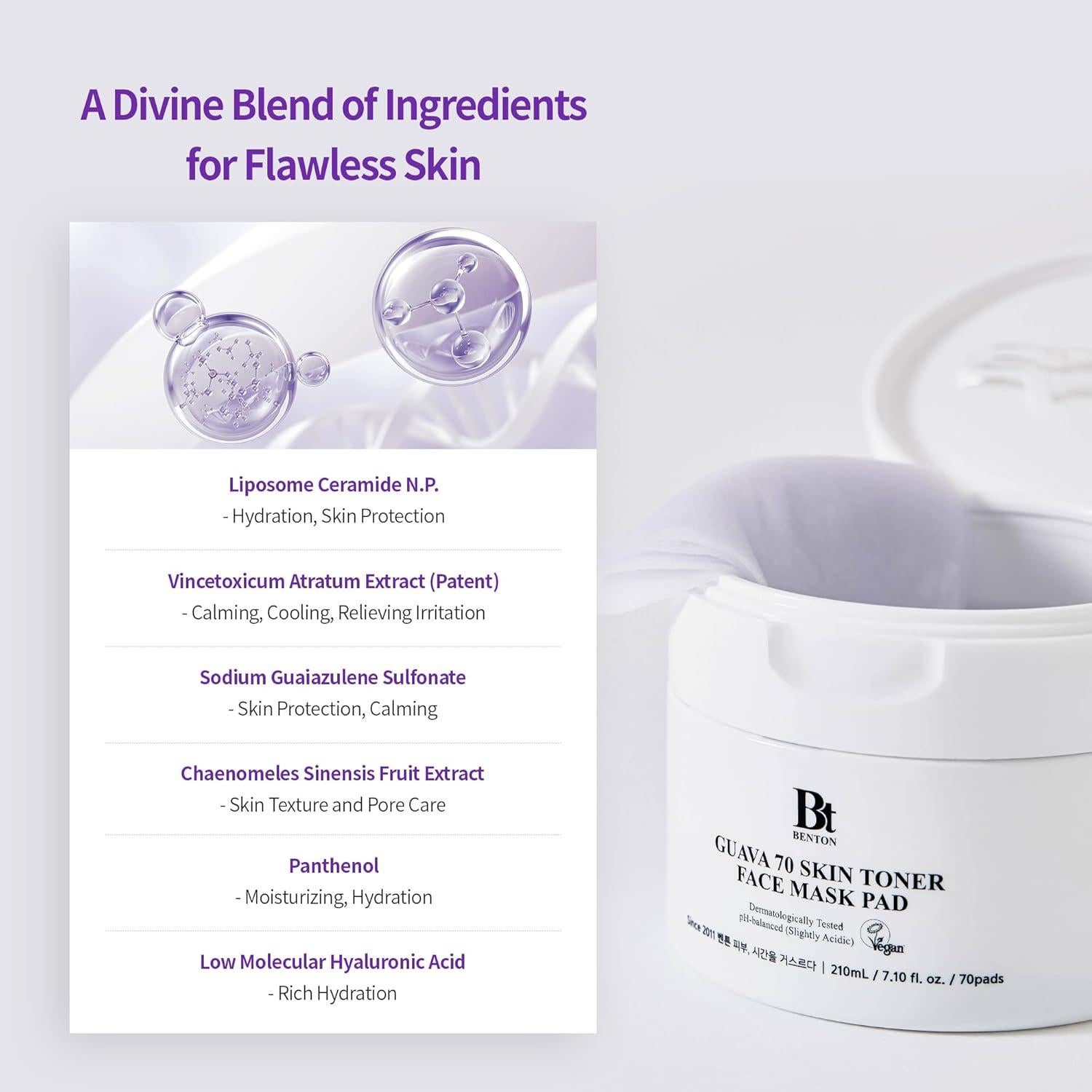 Mascarilla Facial Benton Guayaba 70 Pads Hidratantes