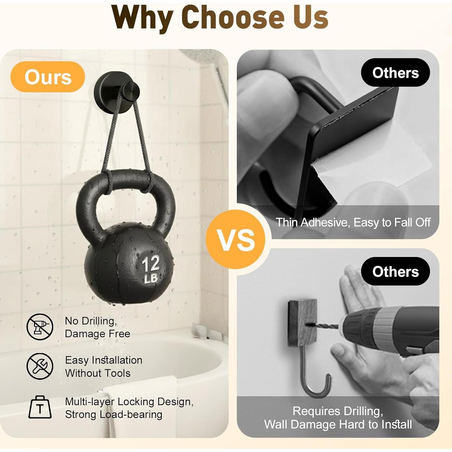 Ganchos de Ventosa LOOHOI Reutilizables 2 Pcs Alta Resistencia