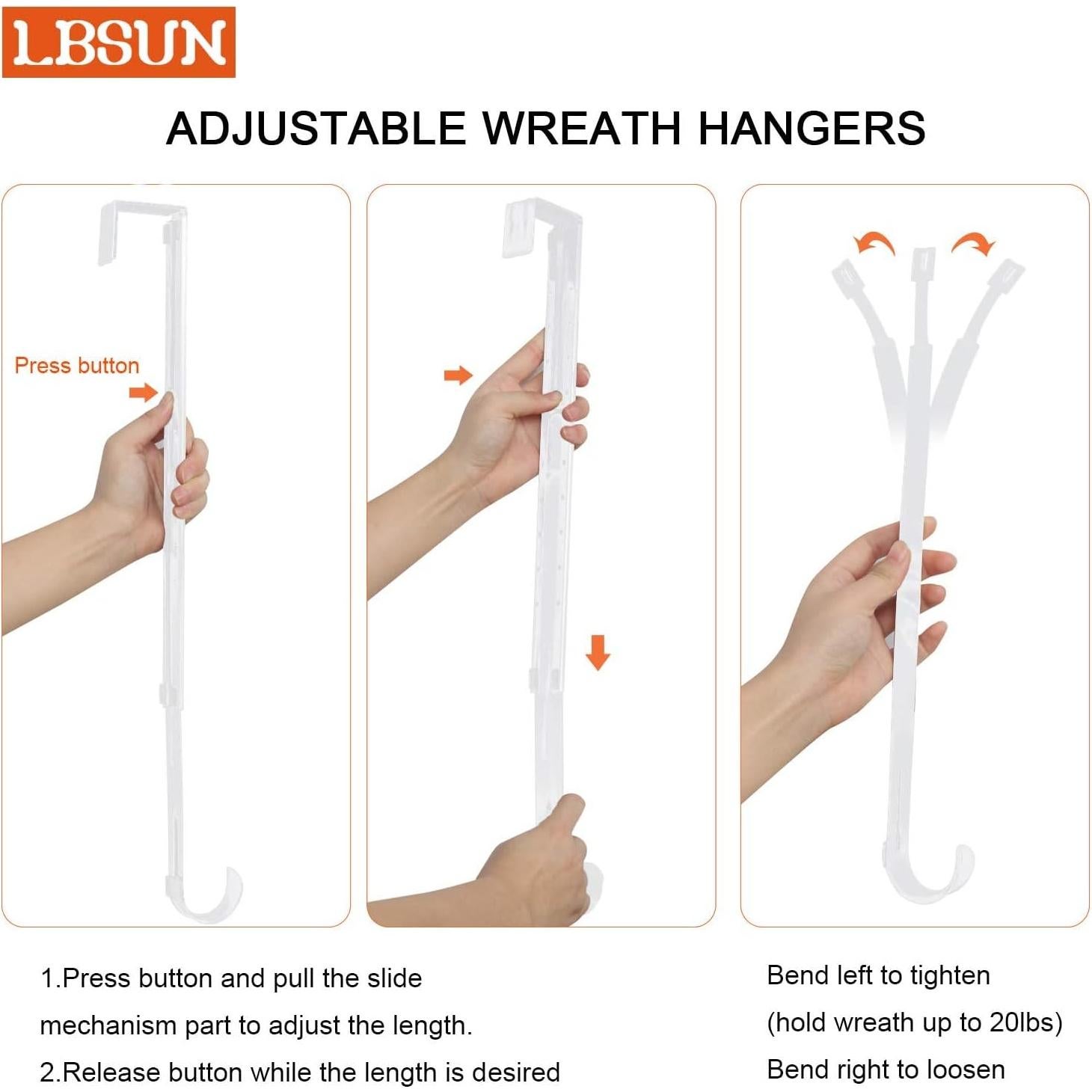 Colgador de Corona Ajustable LBSUN Blanco 38-63.5 cm 20 lbs