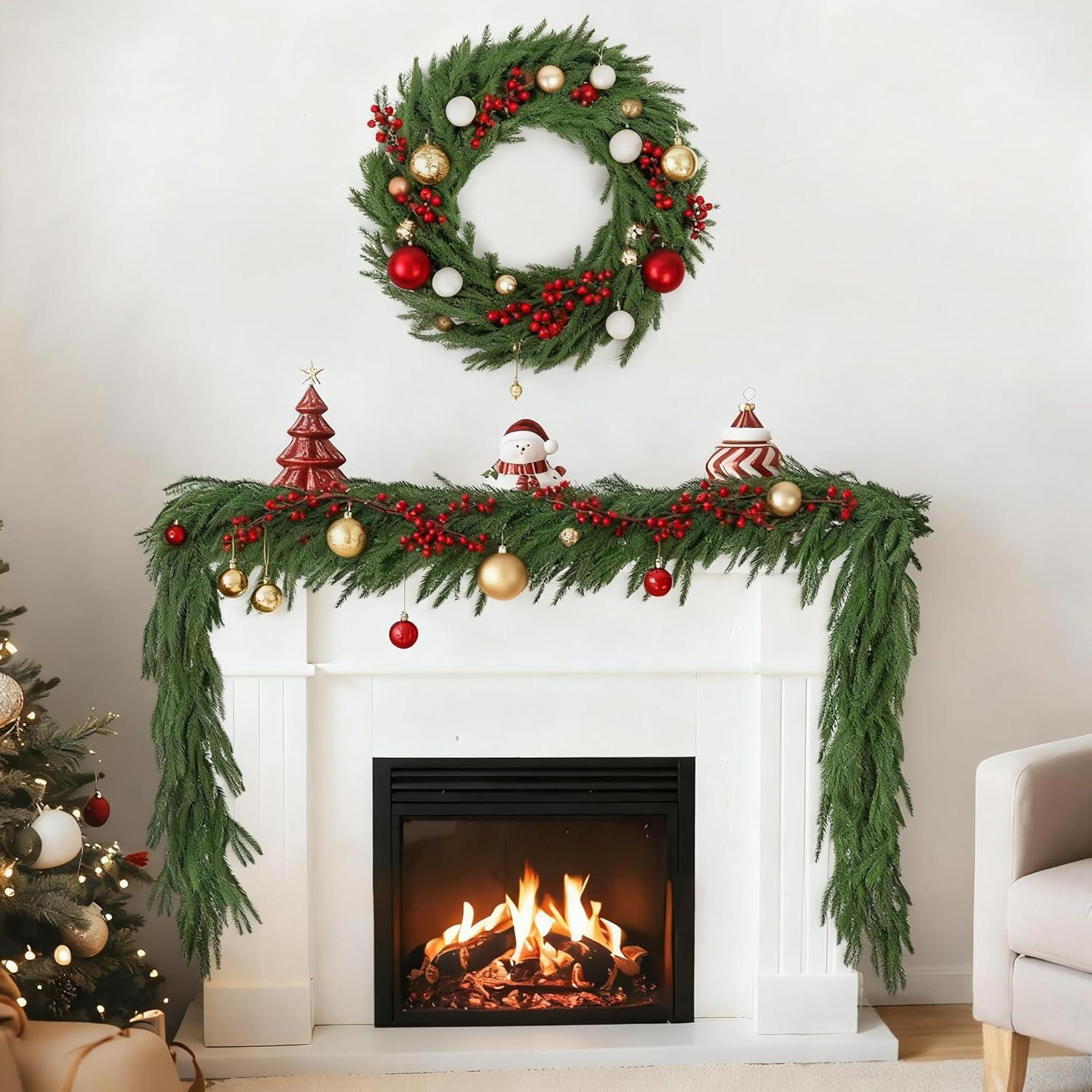 Guirnalda de Pino Norfolk 2.74 m Bassion para Navidad