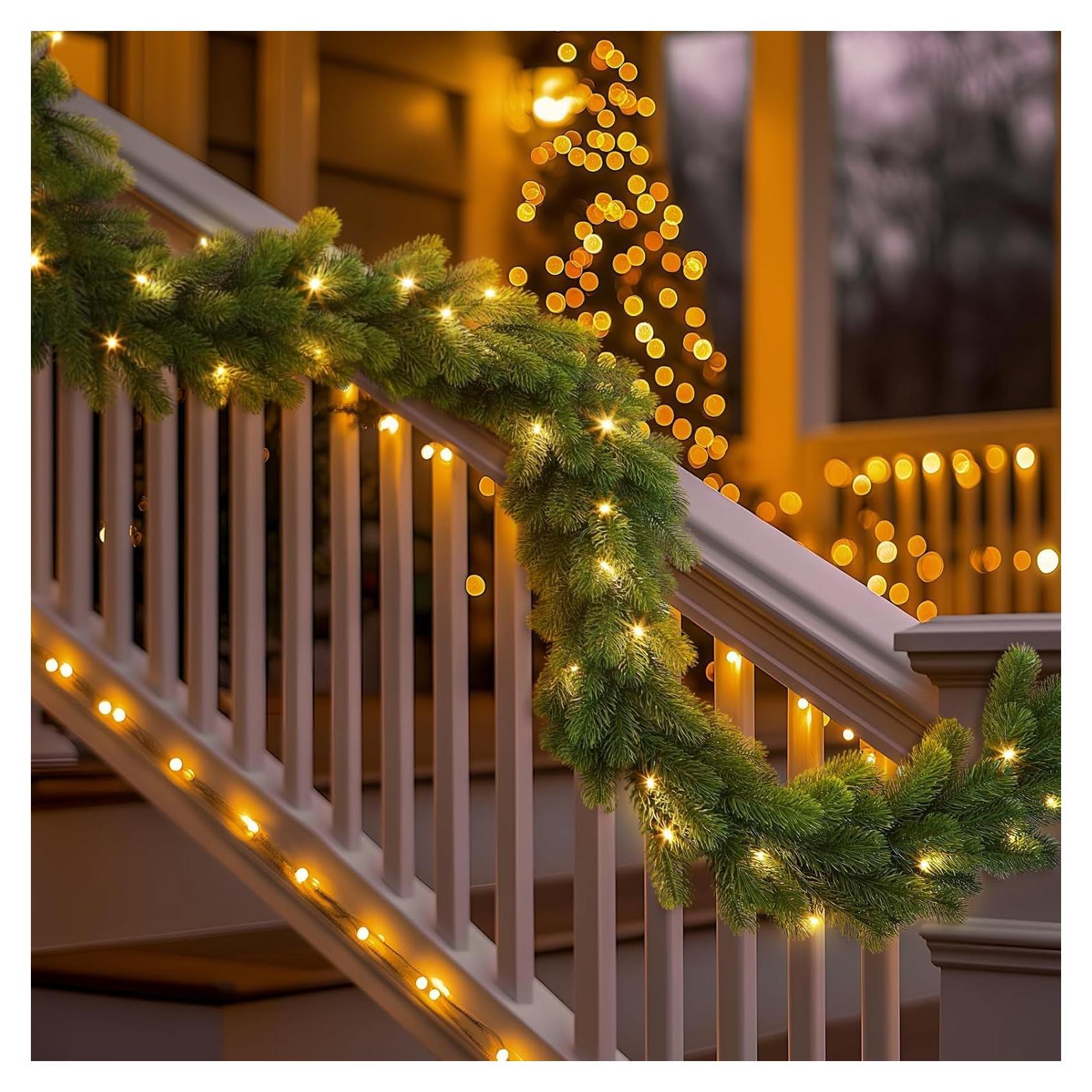 Guirnalda de Pino Artificial ZONEBIKE 200 cm con Luces Blancas