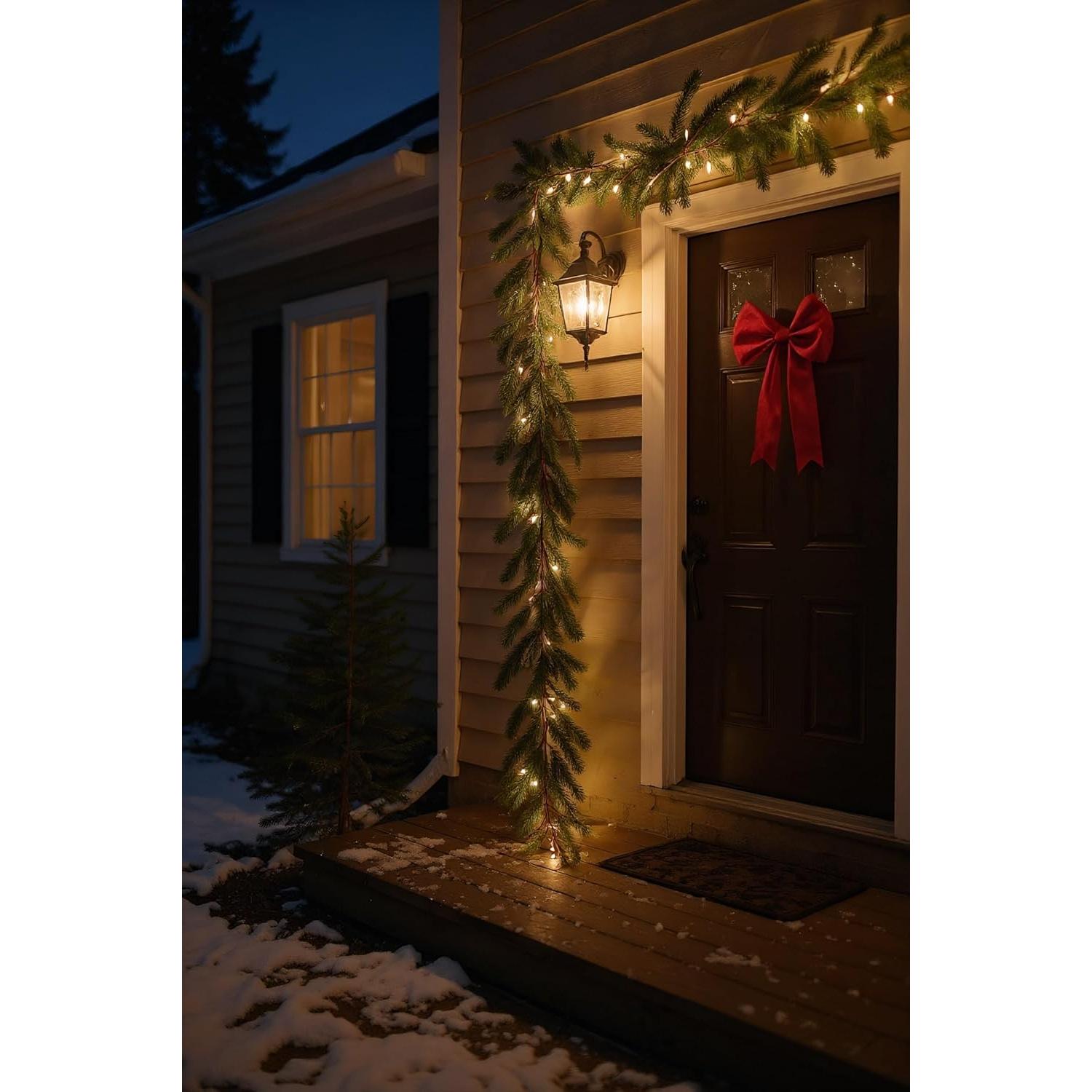 Guirnalda de Pino Artificial ZONEBIKE 200 cm con Luces Blancas