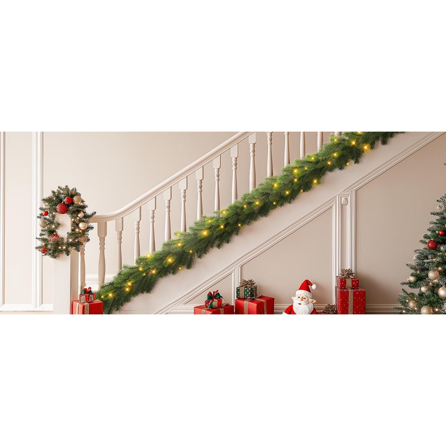 Guirnalda de Pino Artificial ZONEBIKE 200 cm con Luces Blancas