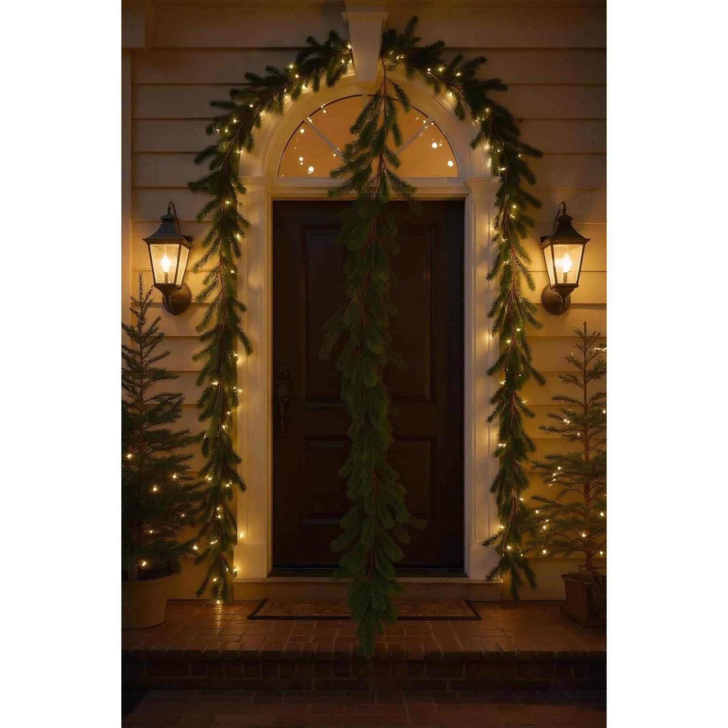 Guirnalda de Pino Artificial ZONEBIKE 200 cm con Luces Blancas