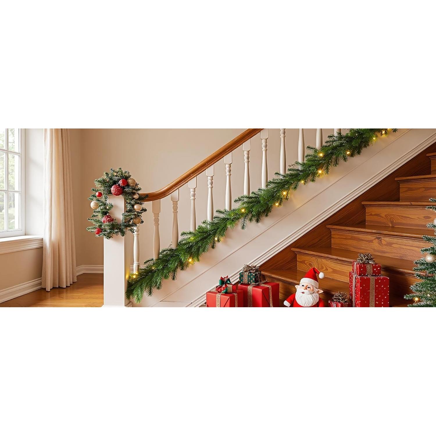 Guirnalda de Pino Artificial ZONEBIKE 200 cm con Luces Blancas