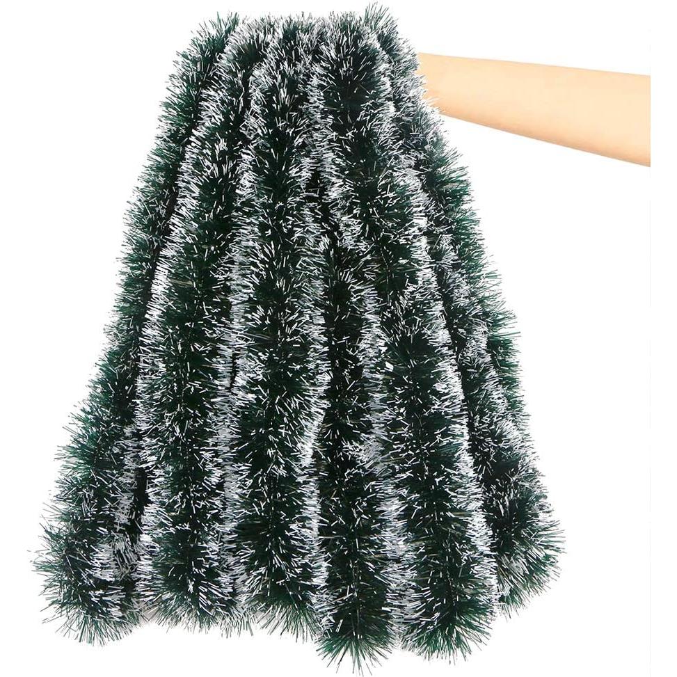 Guirnalda de Navidad CCINEE 10.06m PVC Verde Oscuro con Nieve