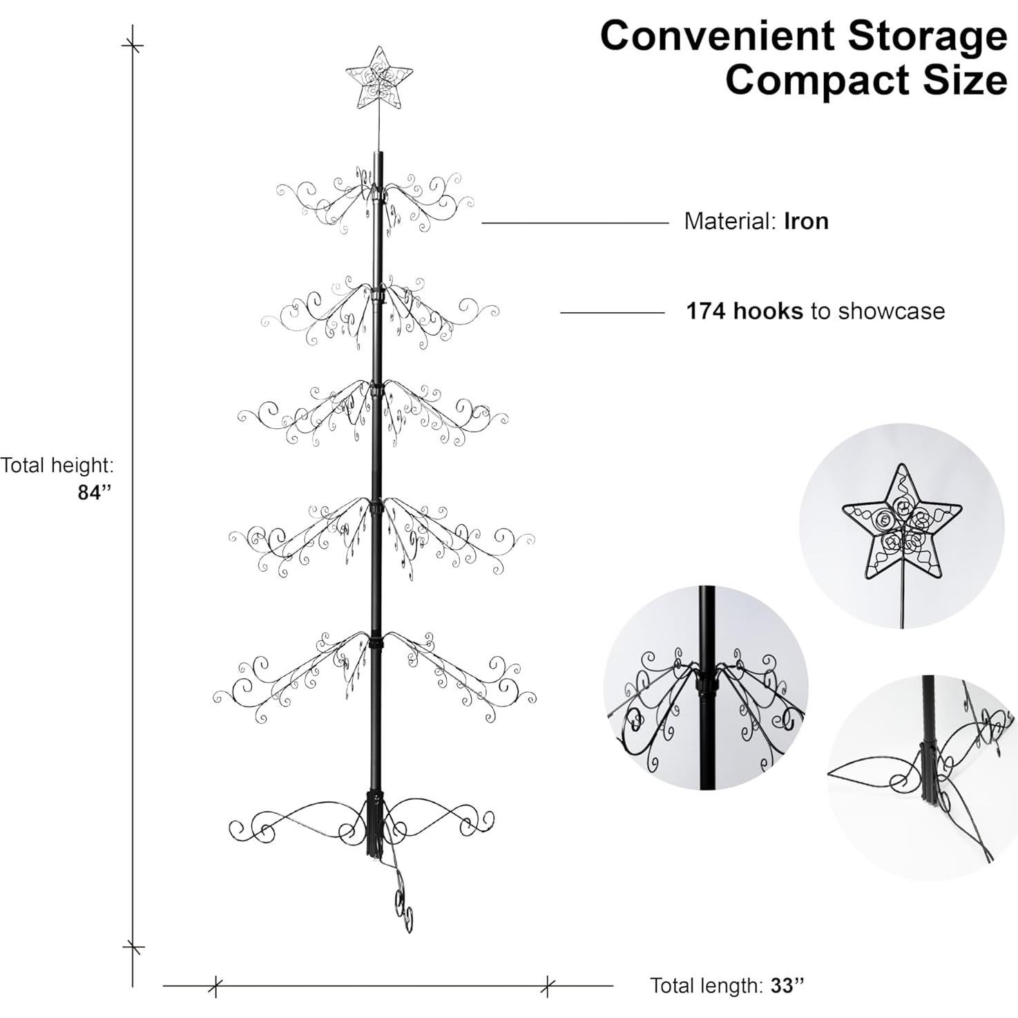 Soporte de Exhibición de Adornos HOHIYA 6.5 Pies Negro