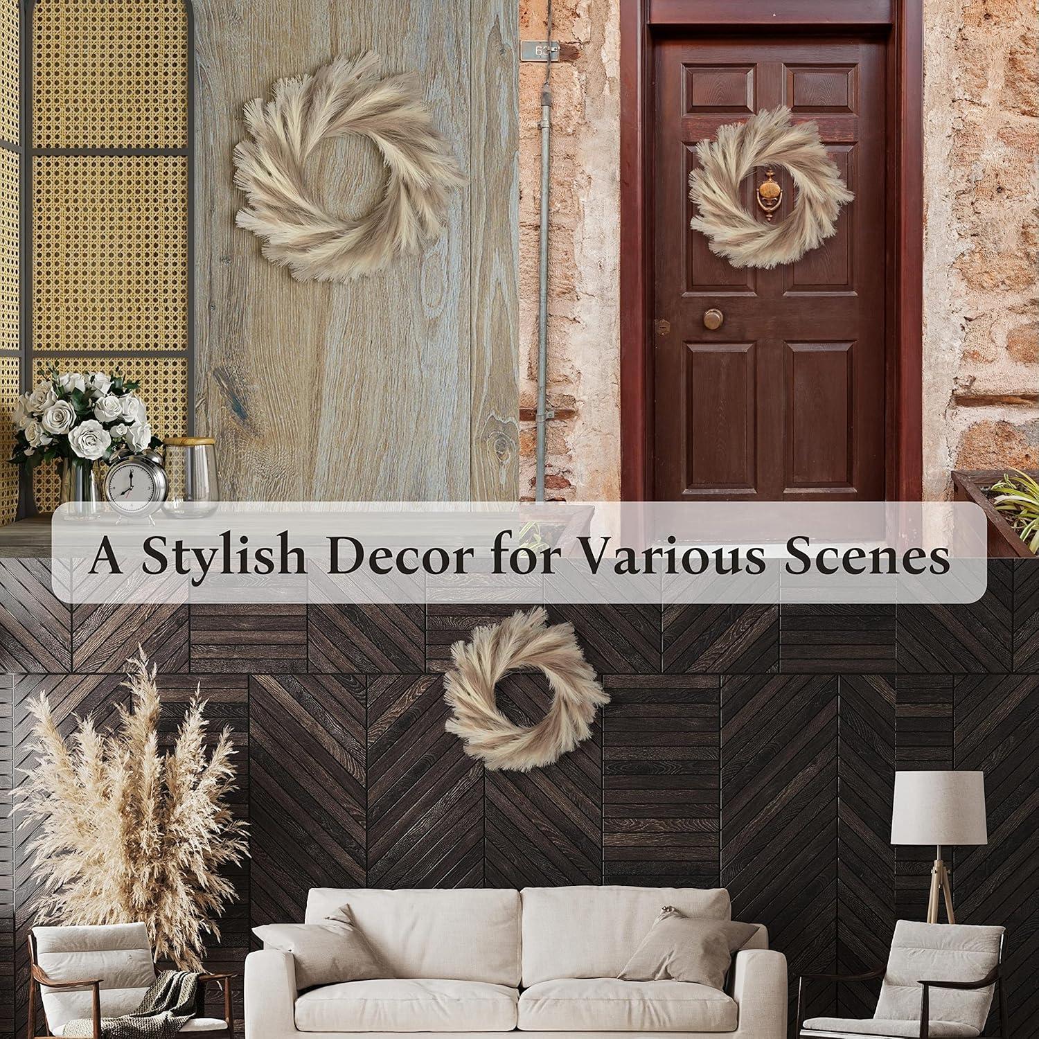 Corona de Hierba de Pampas Perfnique 35 cm Decoración Boho