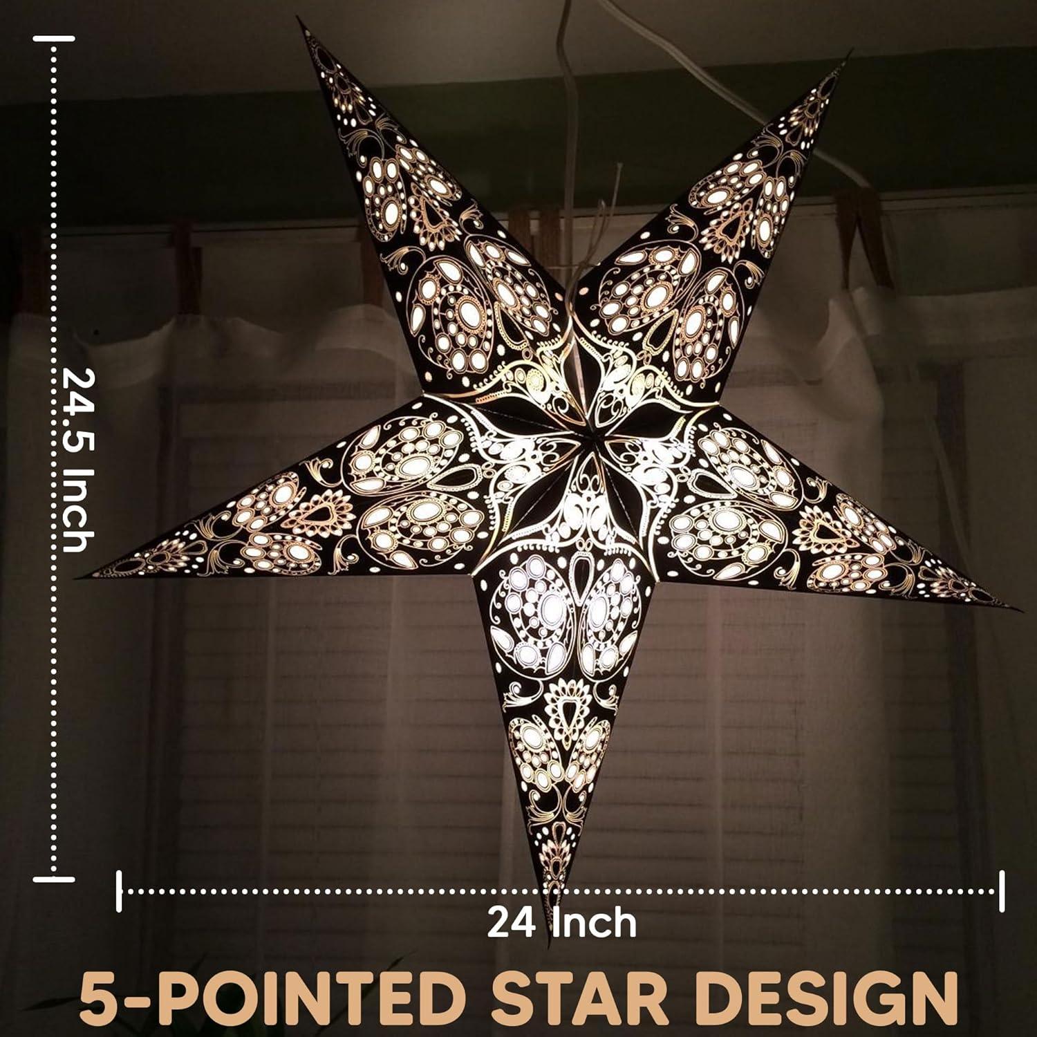 Linterna de Papel Estrella 61cm GalaxyArts Maharani Negra