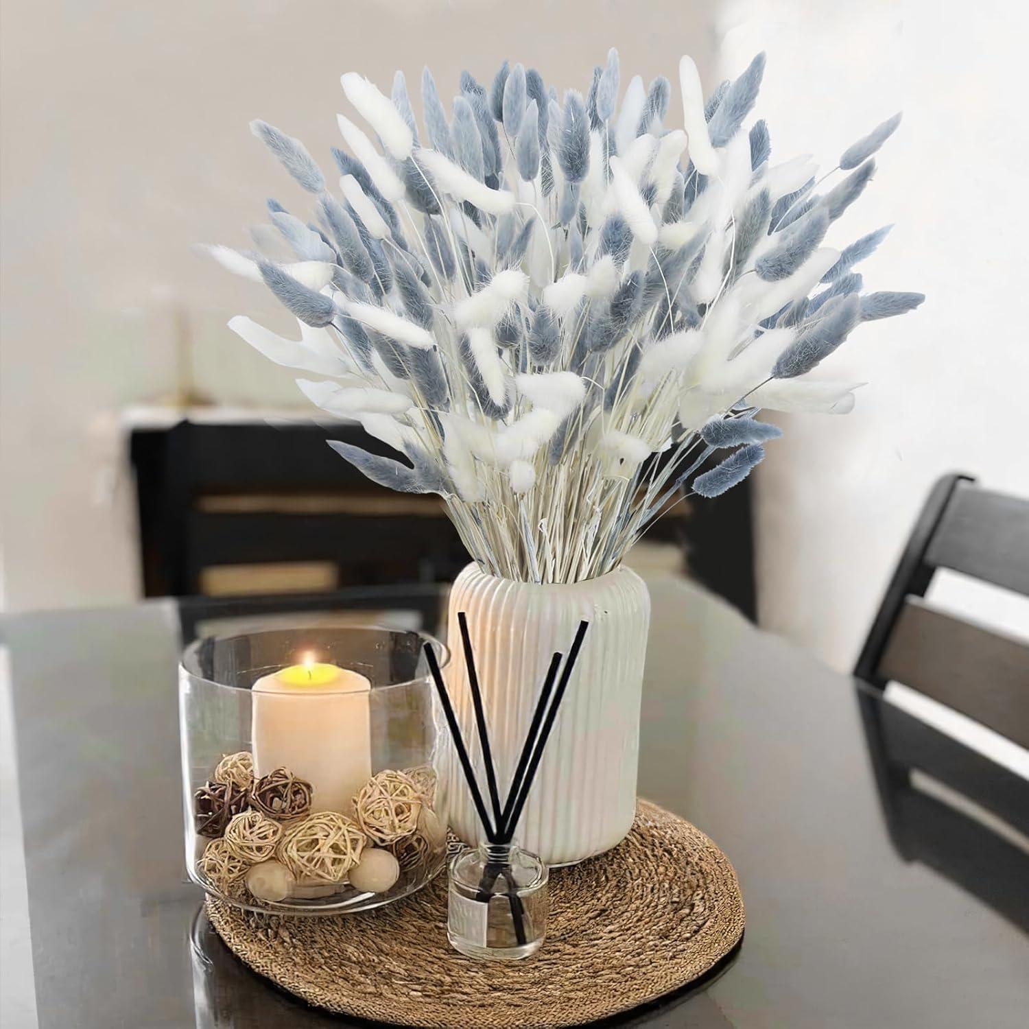 120 Pcs Flores Secas Cola de Conejo Lagurus Ovatus 43 cm