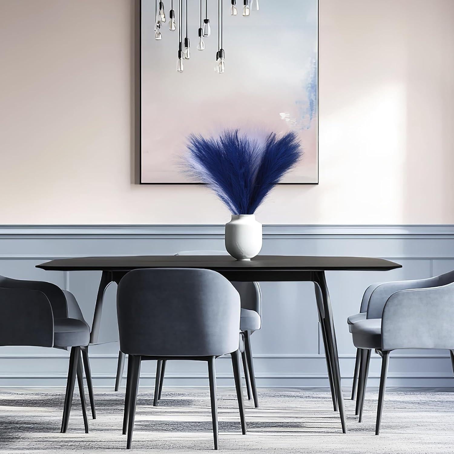 Juego de 6 Hierbas de Pampa Artificial AFAMITOO 45 cm Azul/Blanco