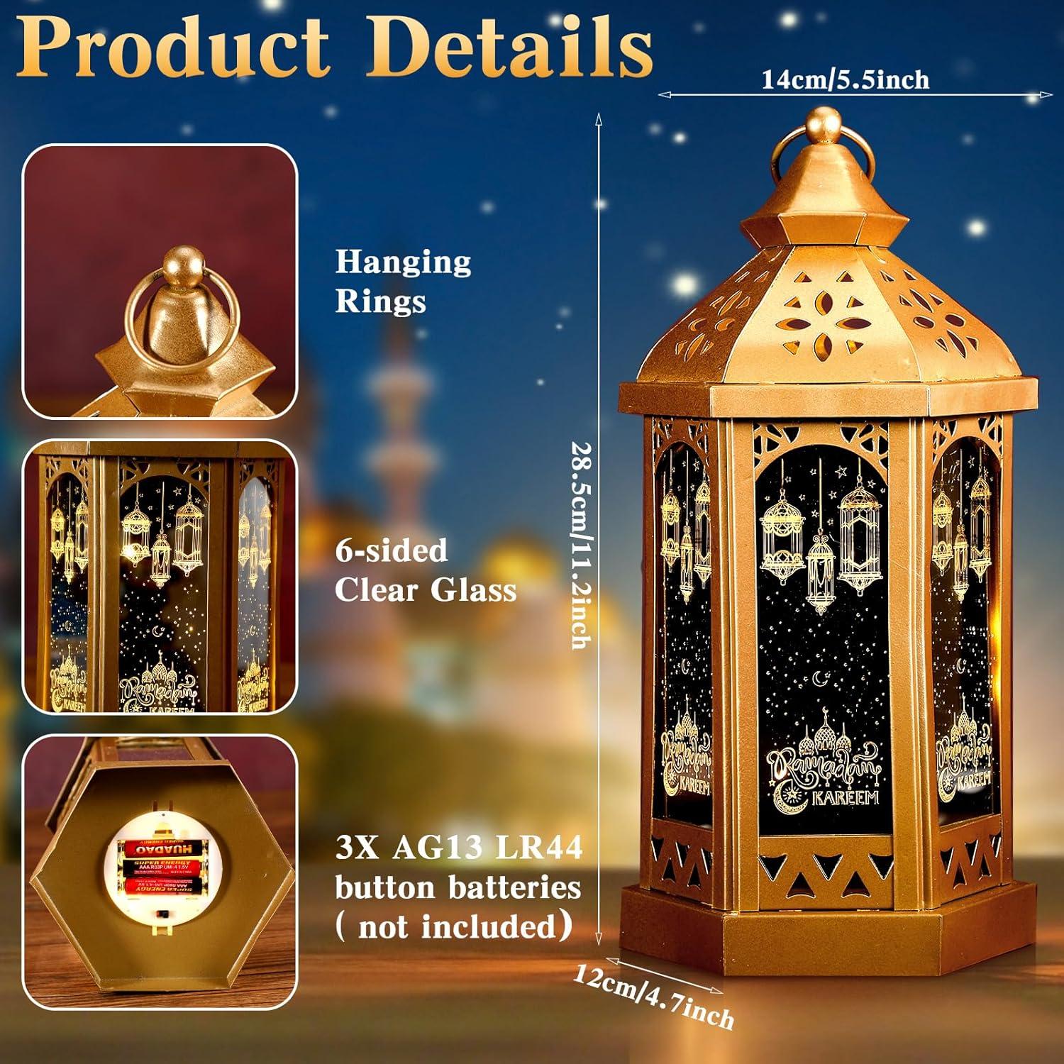 Linterna Decorativa de Ramadán Glooglitter 28.5x14x12cm LED