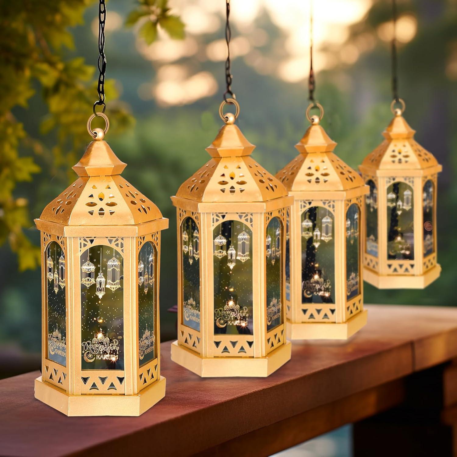 Linterna Decorativa de Ramadán Glooglitter 28.5x14x12cm LED