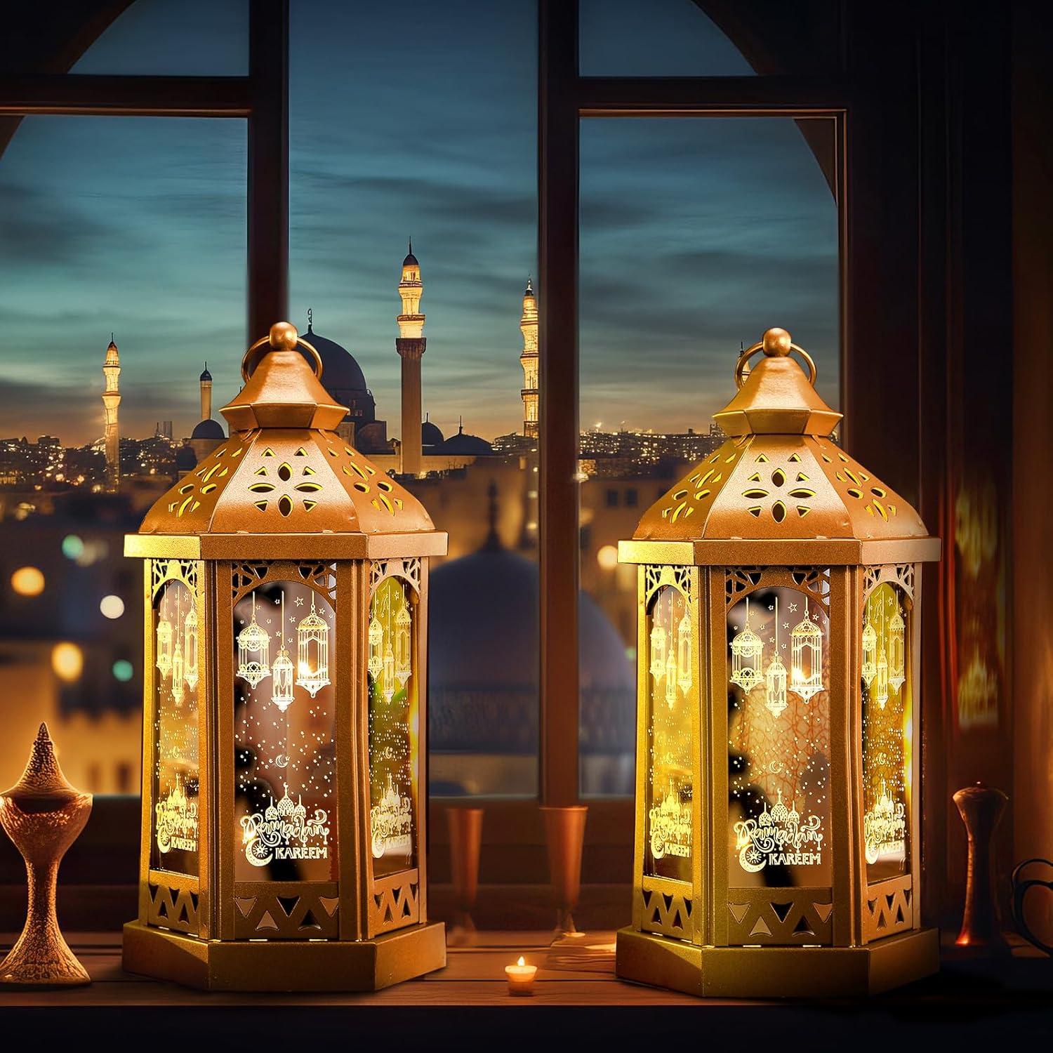 Linterna Decorativa de Ramadán Glooglitter 28.5x14x12cm LED