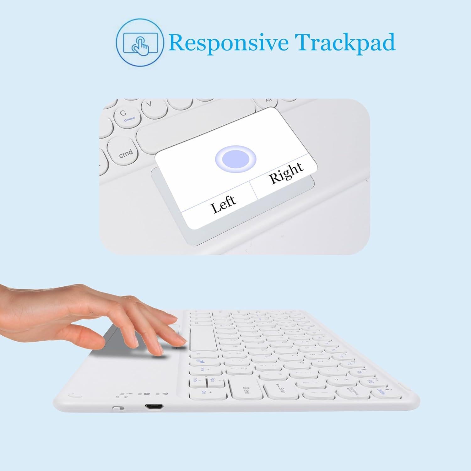 Teclado Bluetooth Dtobhars 10" con Trackpad Blanco