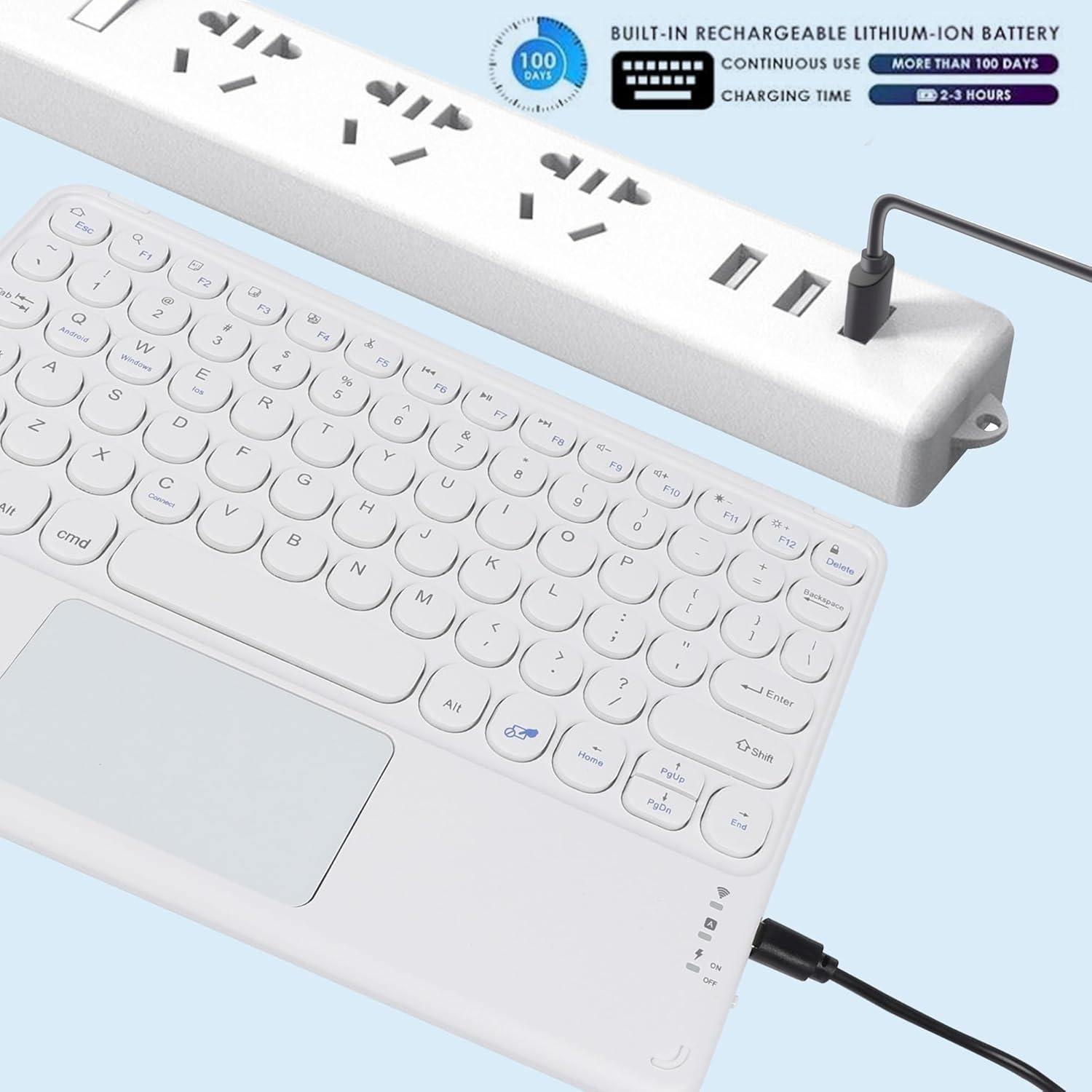 Teclado Bluetooth Dtobhars 10" con Trackpad Blanco