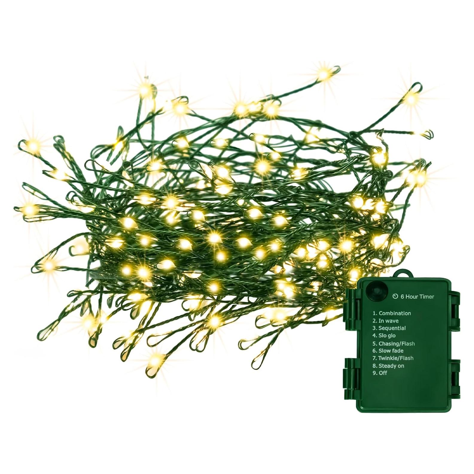 Luces de Navidad 200 LED FairyGlim 6.1m Alambre Cobre Blanco Cálido