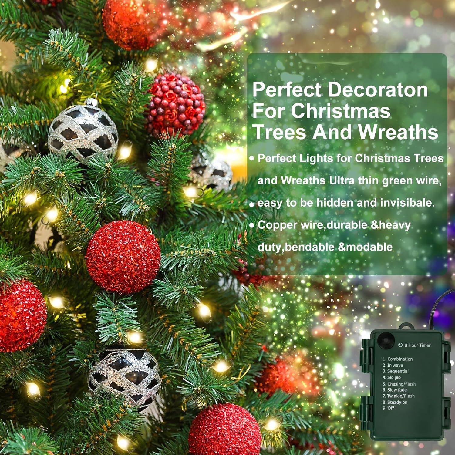 Luces de Navidad 200 LED FairyGlim 6.1m Alambre Cobre Blanco Cálido