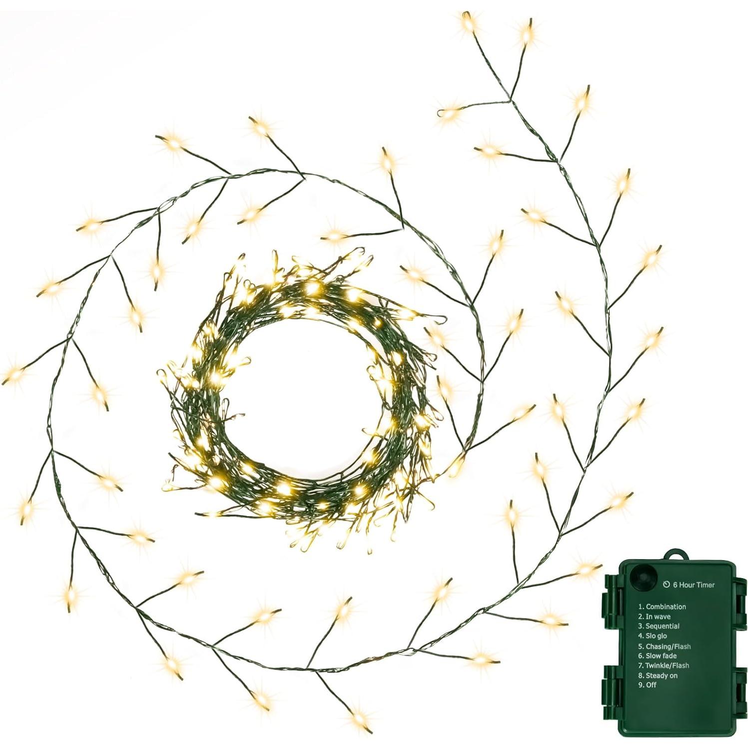 Luces de Navidad 200 LED FairyGlim 6.1m Alambre Cobre Blanco Cálido