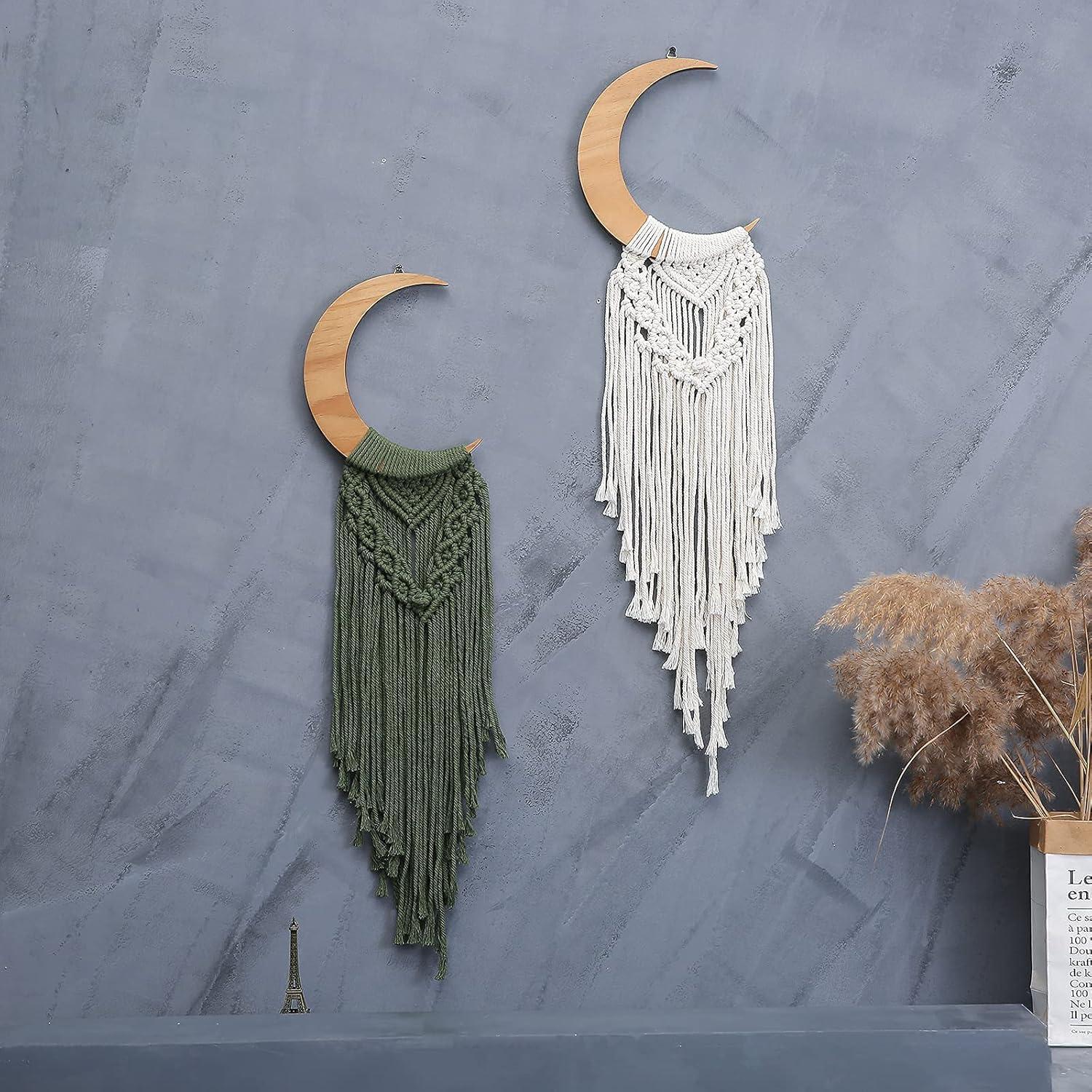 Colgante de Pared de Macramé ANROYE Luna Verde Oliva 408g