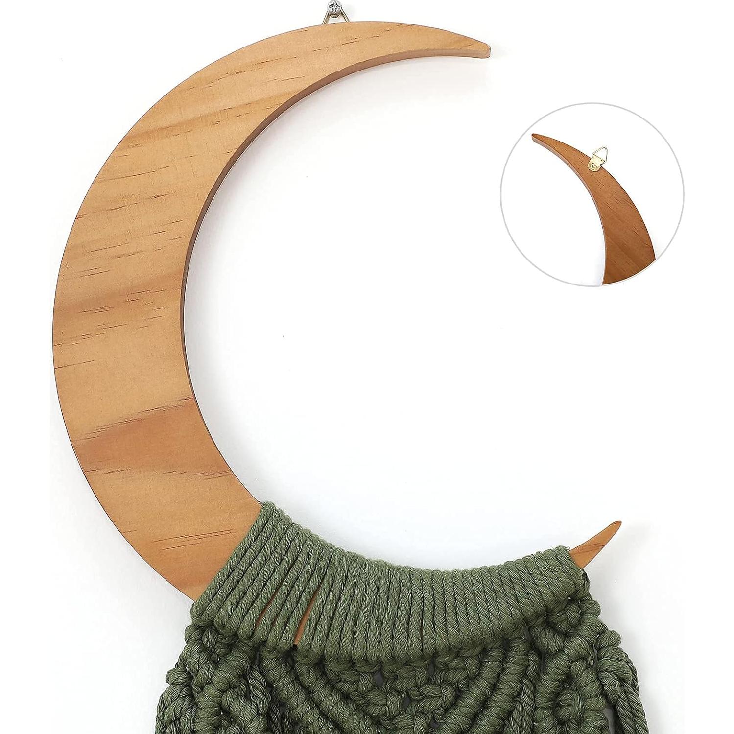 Colgante de Pared de Macramé ANROYE Luna Verde Oliva 408g