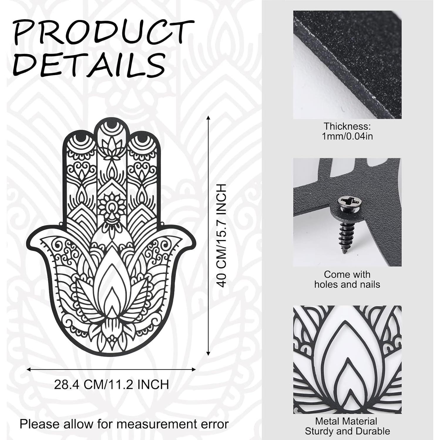 Decoración de Pared Hamsa Lounsweer 40x28.4cm Metal Negro