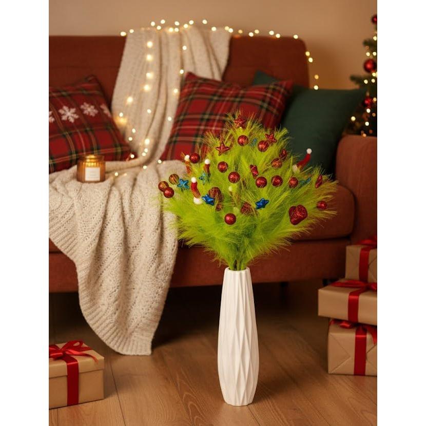 Set 6 Picos de Césped Pampas Verde Lima 96.5cm Decoración Navideña
