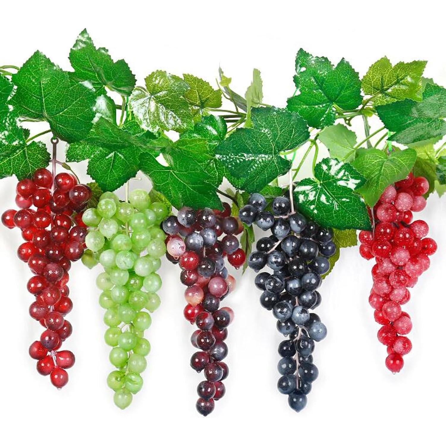 5 Racimos de Uvas Artificiales Genérico - Decoración Realista