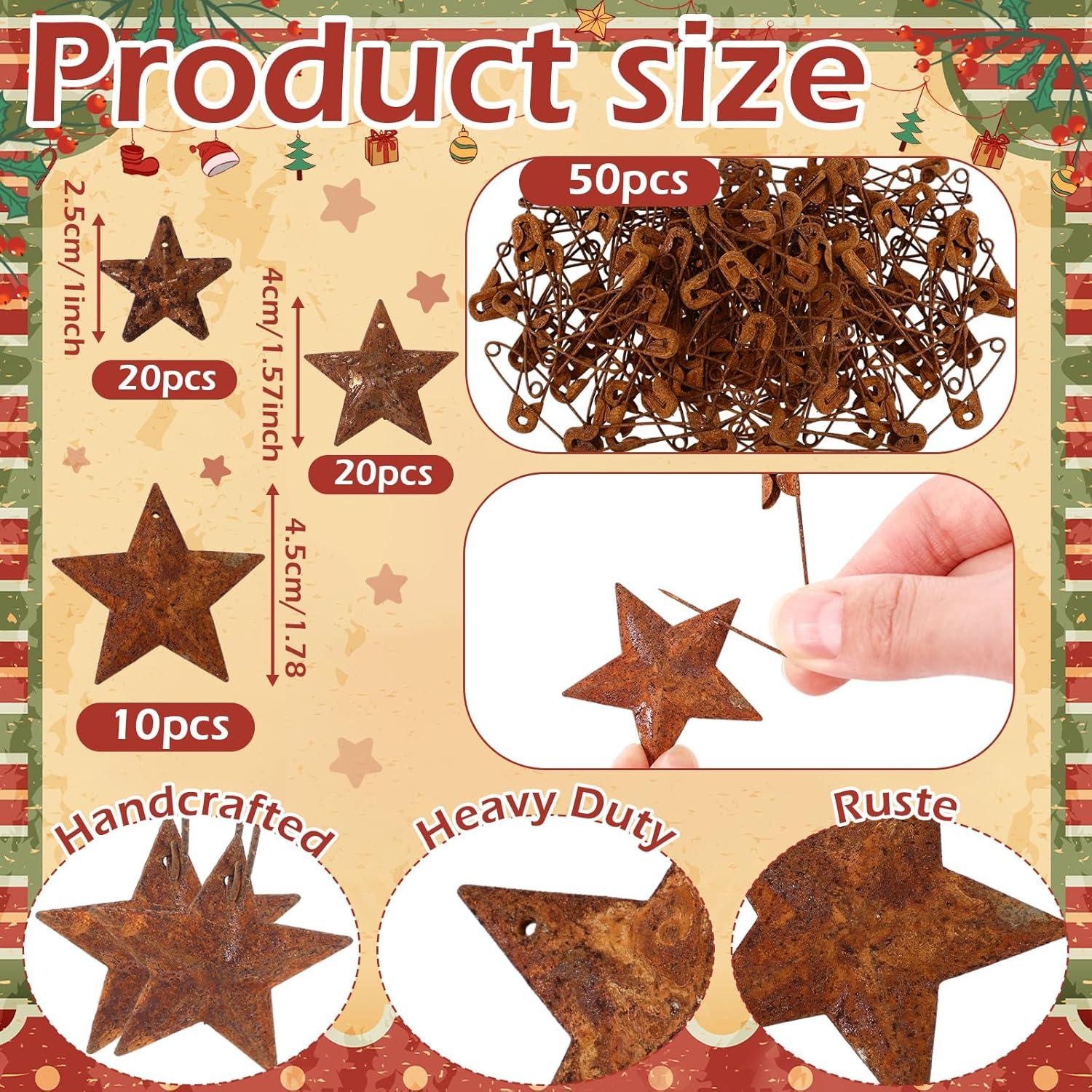 Kit 100 Piezas Estrellas Oxidadas y Pines de Seguridad Knitgrip