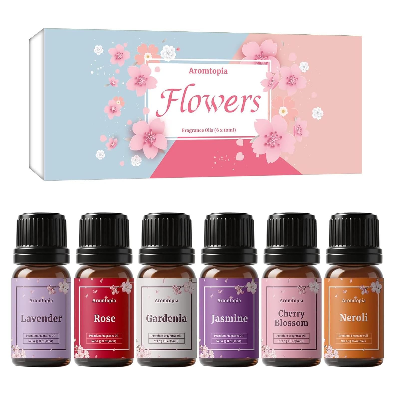Aceites Esenciales Aromtopia Flores 6x10ml - Lavanda, Rosa, Jazmín