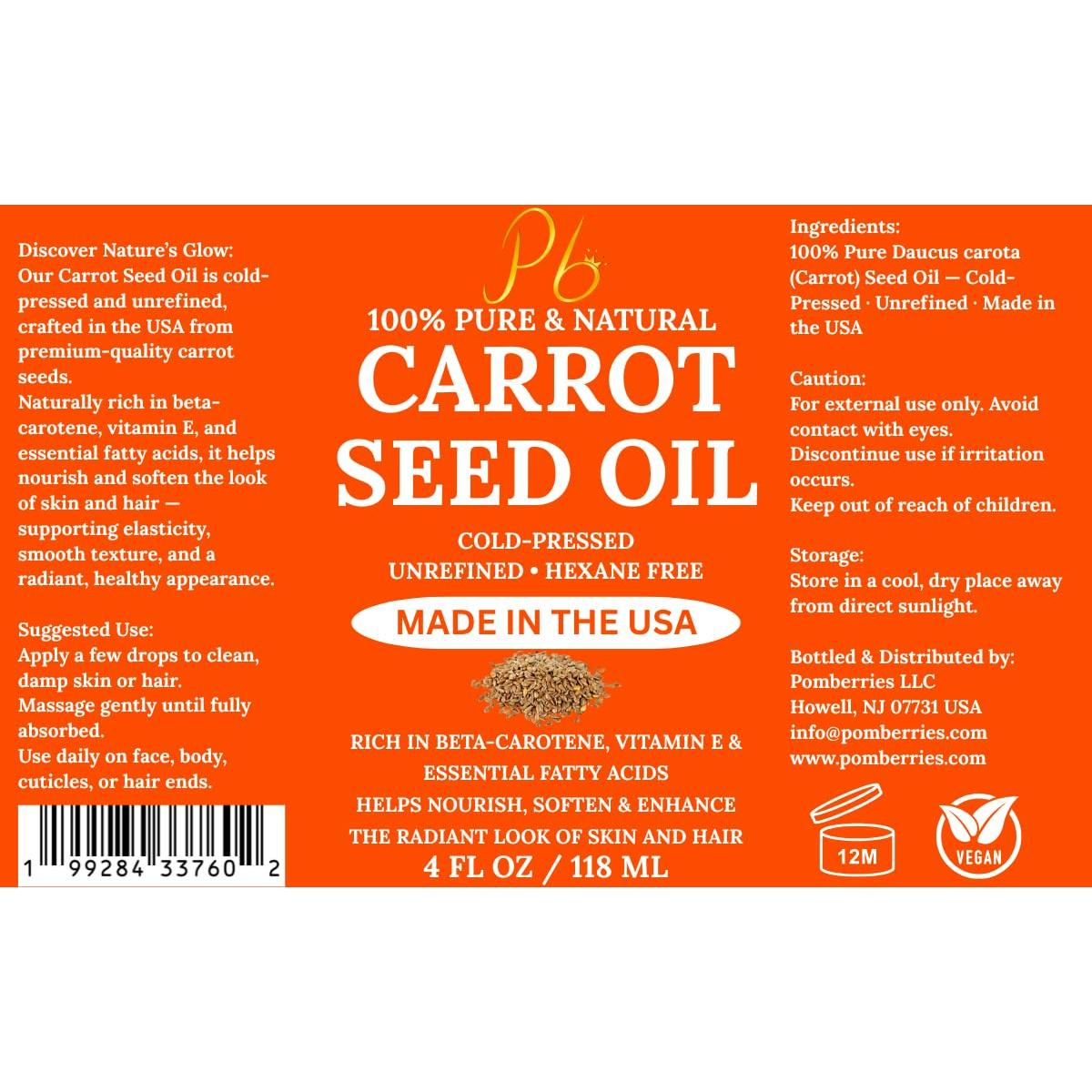 Aceite de Semilla de Zanahoria Pomberries 118 ml - Puro y Sin Refina