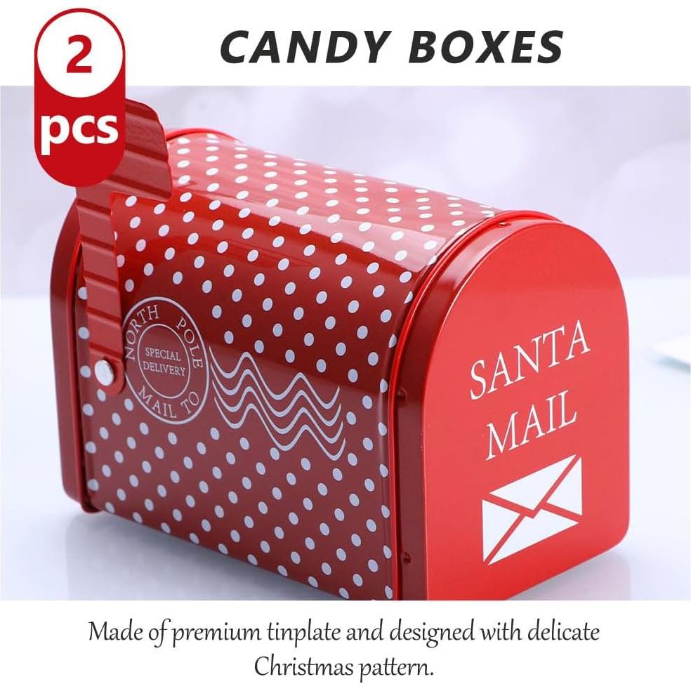 Caja de Correo de Hoja de Estaño DOITOOL 2Pcs Navidad 13x8x9.5cm