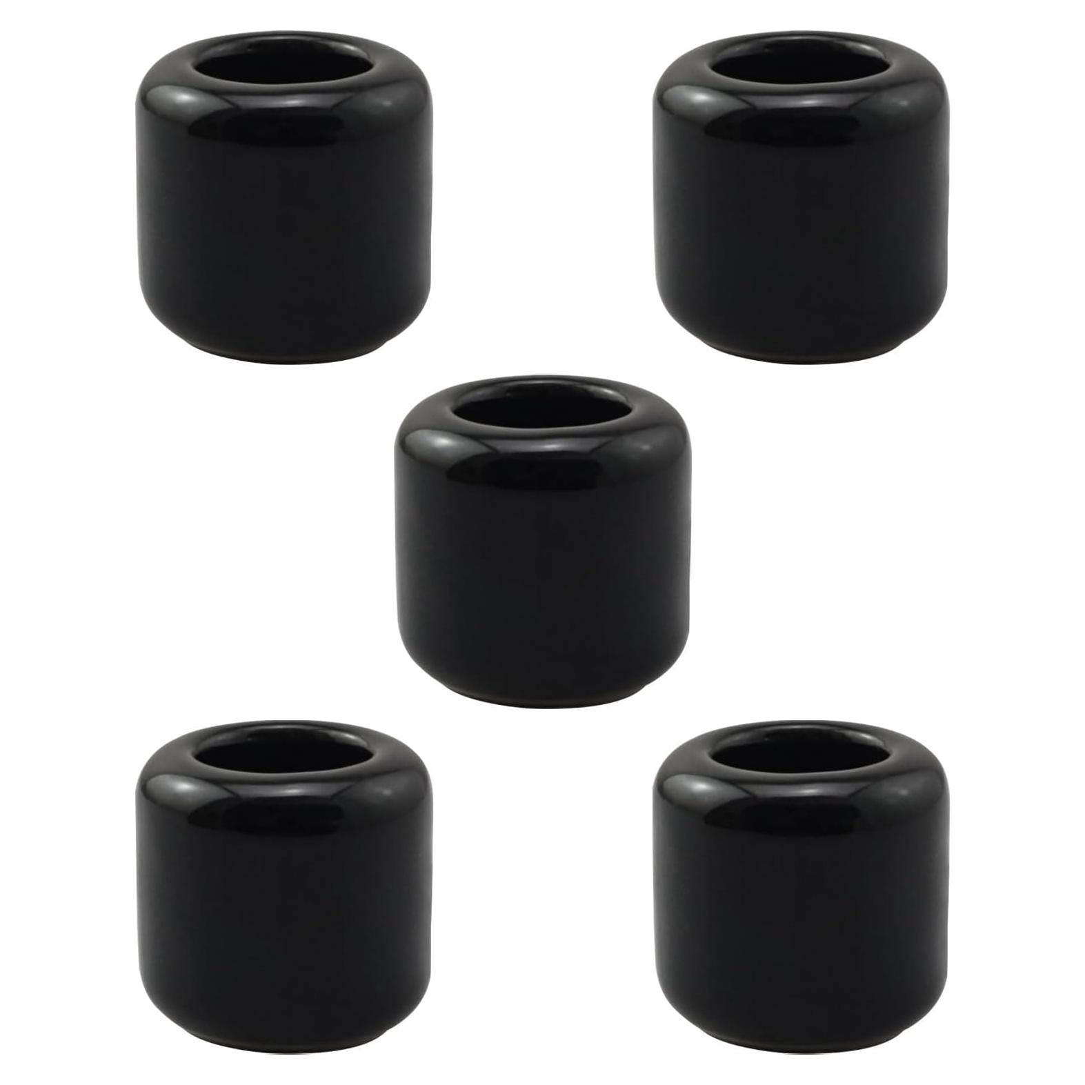 5 Soportes de Vela de Cerámica Negra para Rituales 1.8 cm