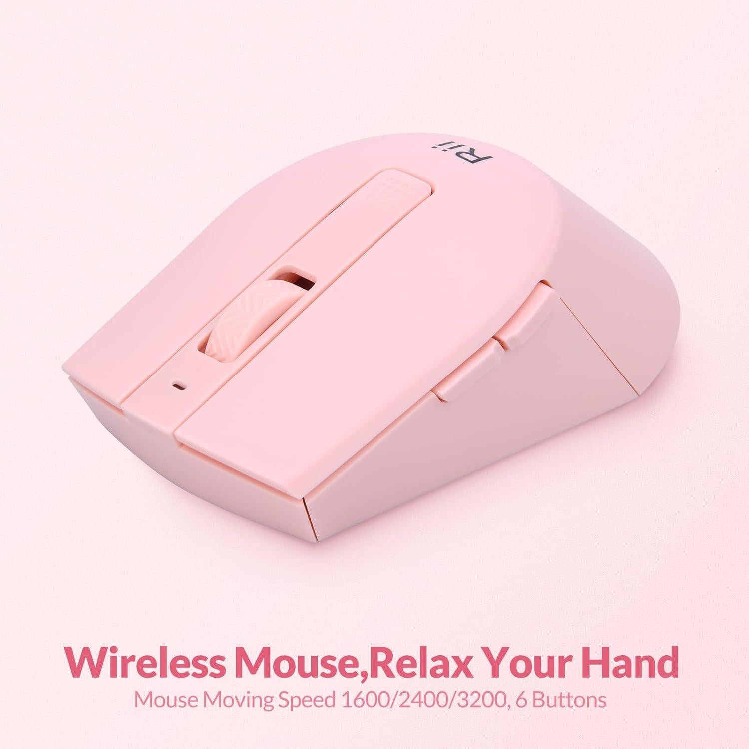 Teclado y Ratón Inalámbricos Rii RKM709 Rosa Ultra Delgado