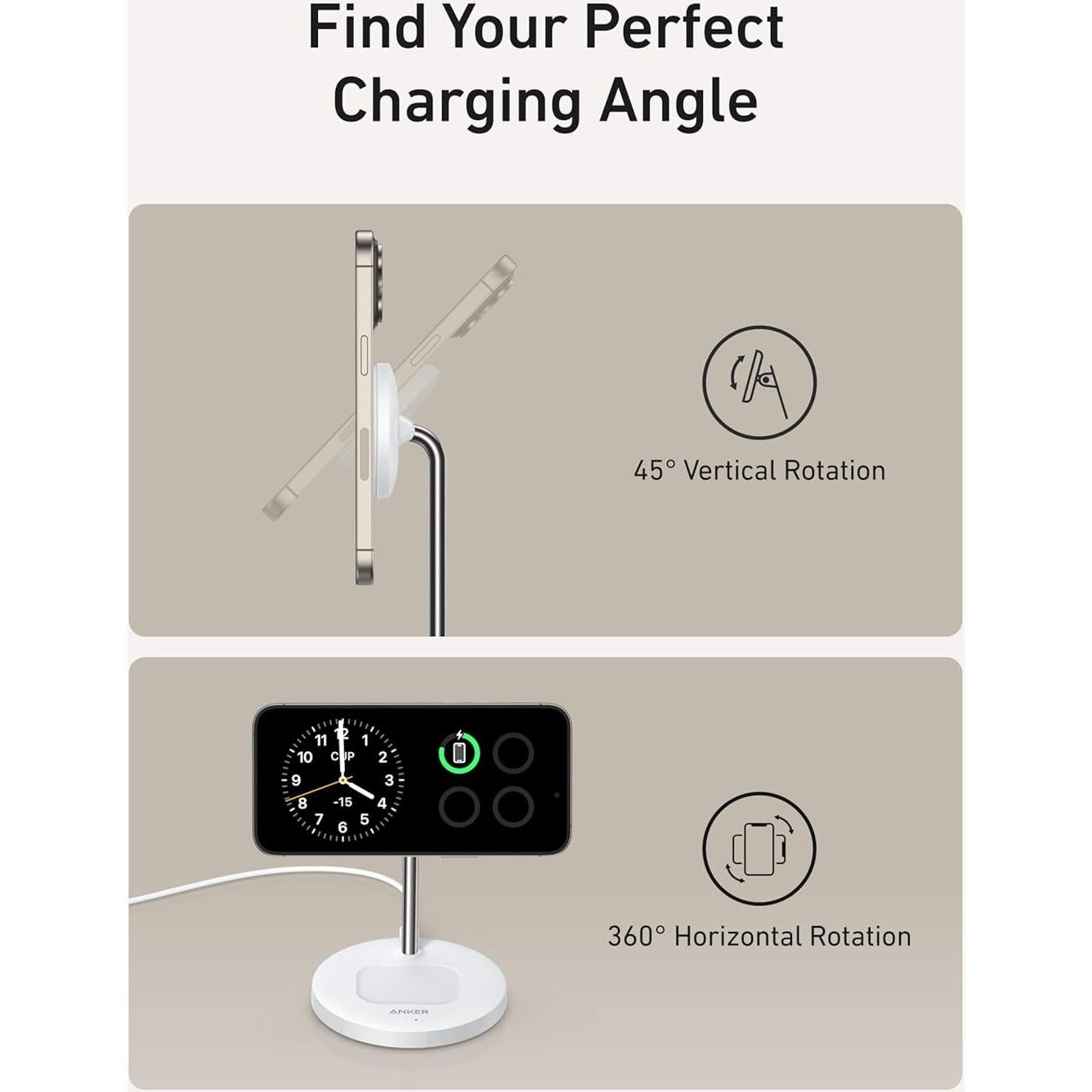 Soporte de Carga Inalámbrico Anker MagGo 15W para iPhone 16