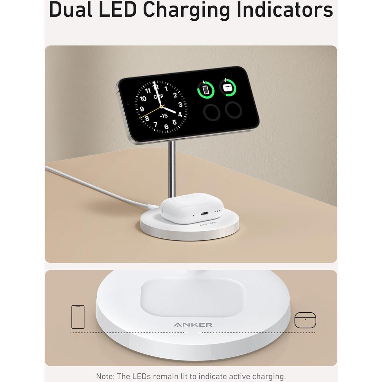 Soporte de Carga Inalámbrico Anker MagGo 15W para iPhone 16