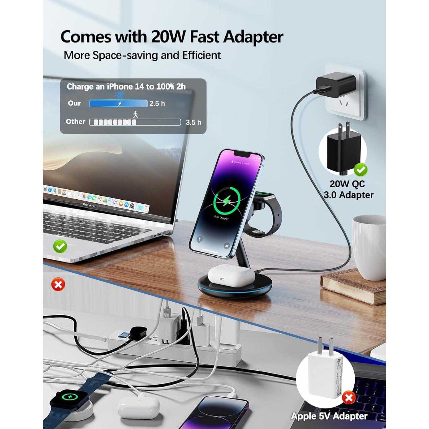 Estación de Carga 3 en 1 XEITIN Mag-Safe 18W para Apple