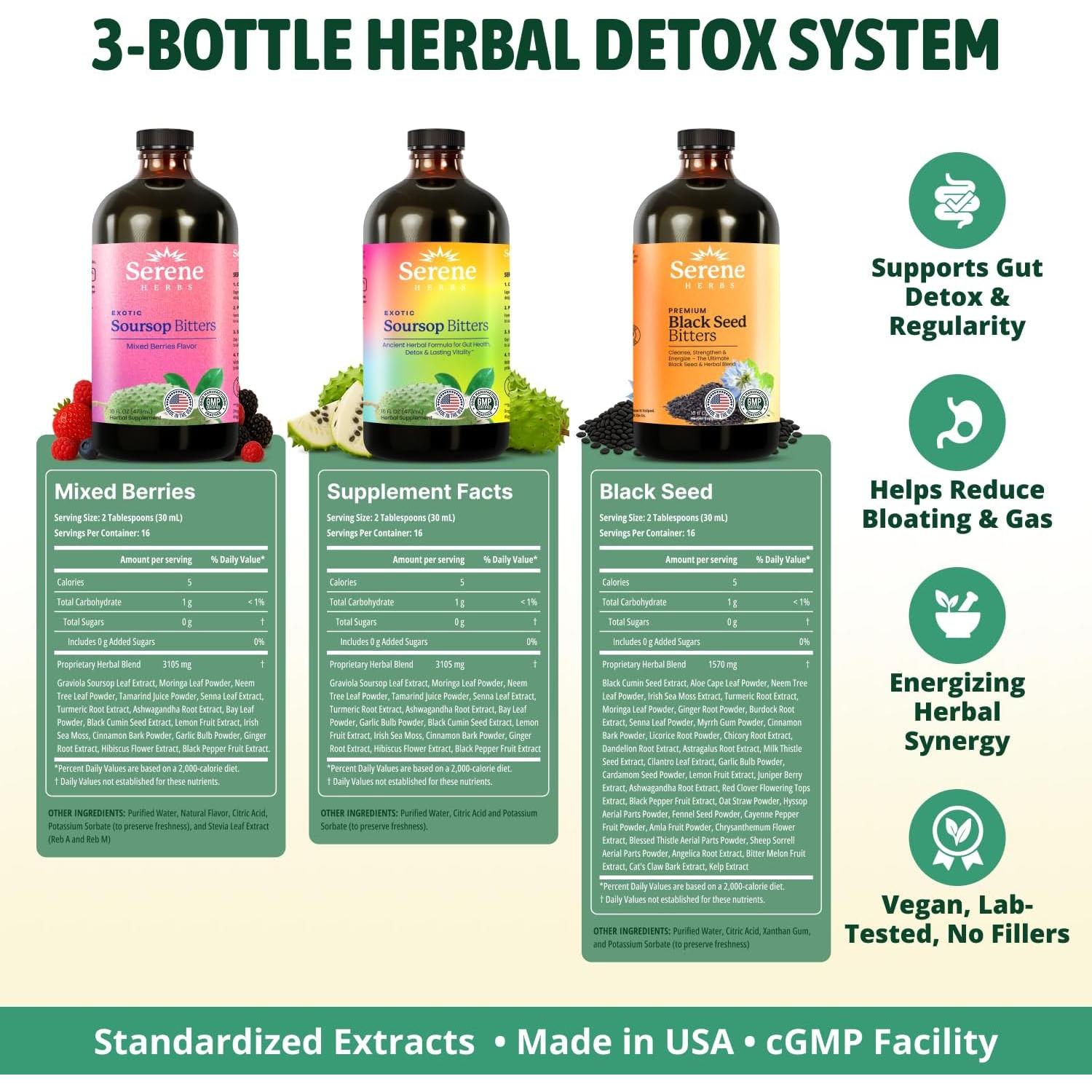 Bitters de Guanabana Serene Herbs - Paquete Triple 3x480ml