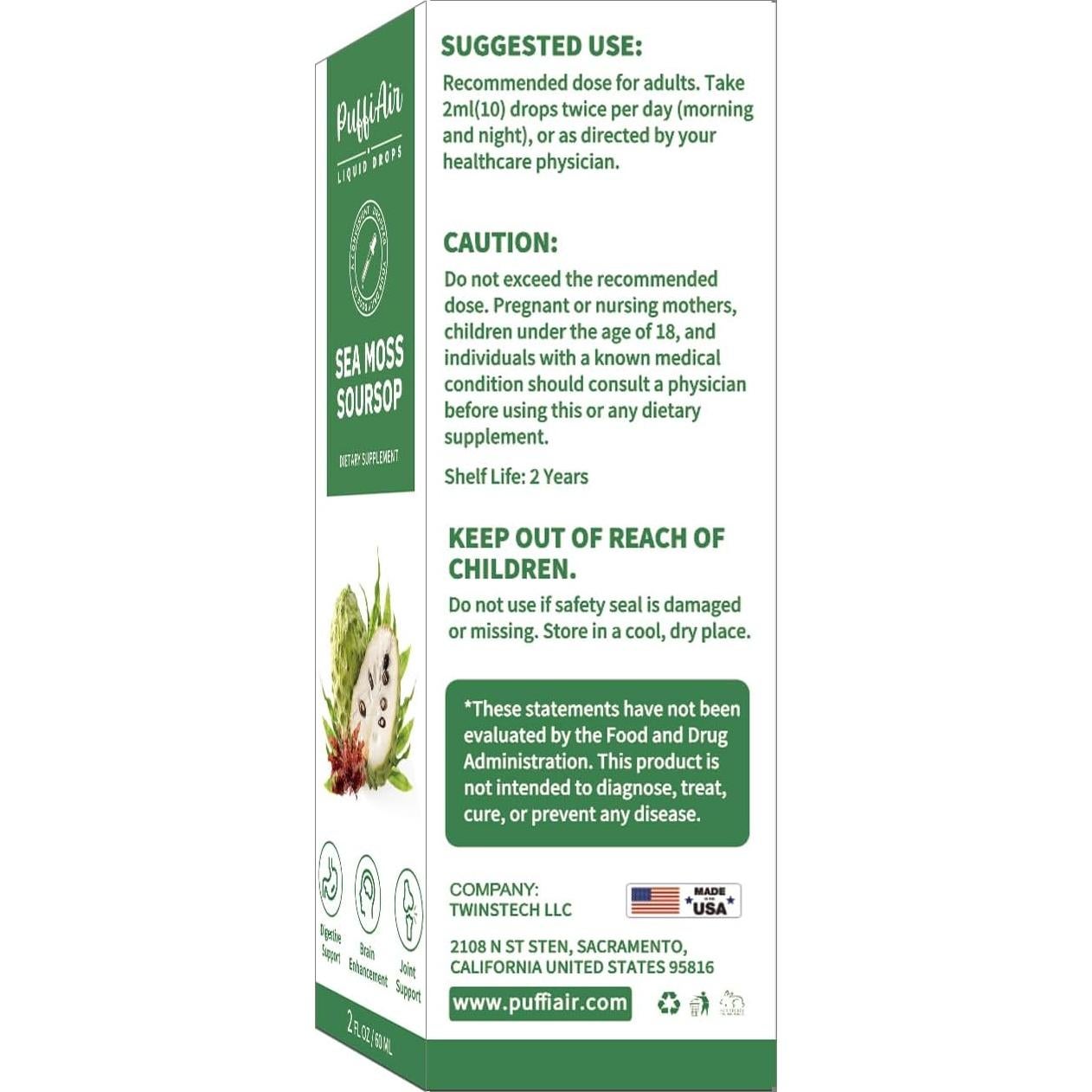 Gotas Líquidas PuffiAir Soursop y Musgo Marino 60ml