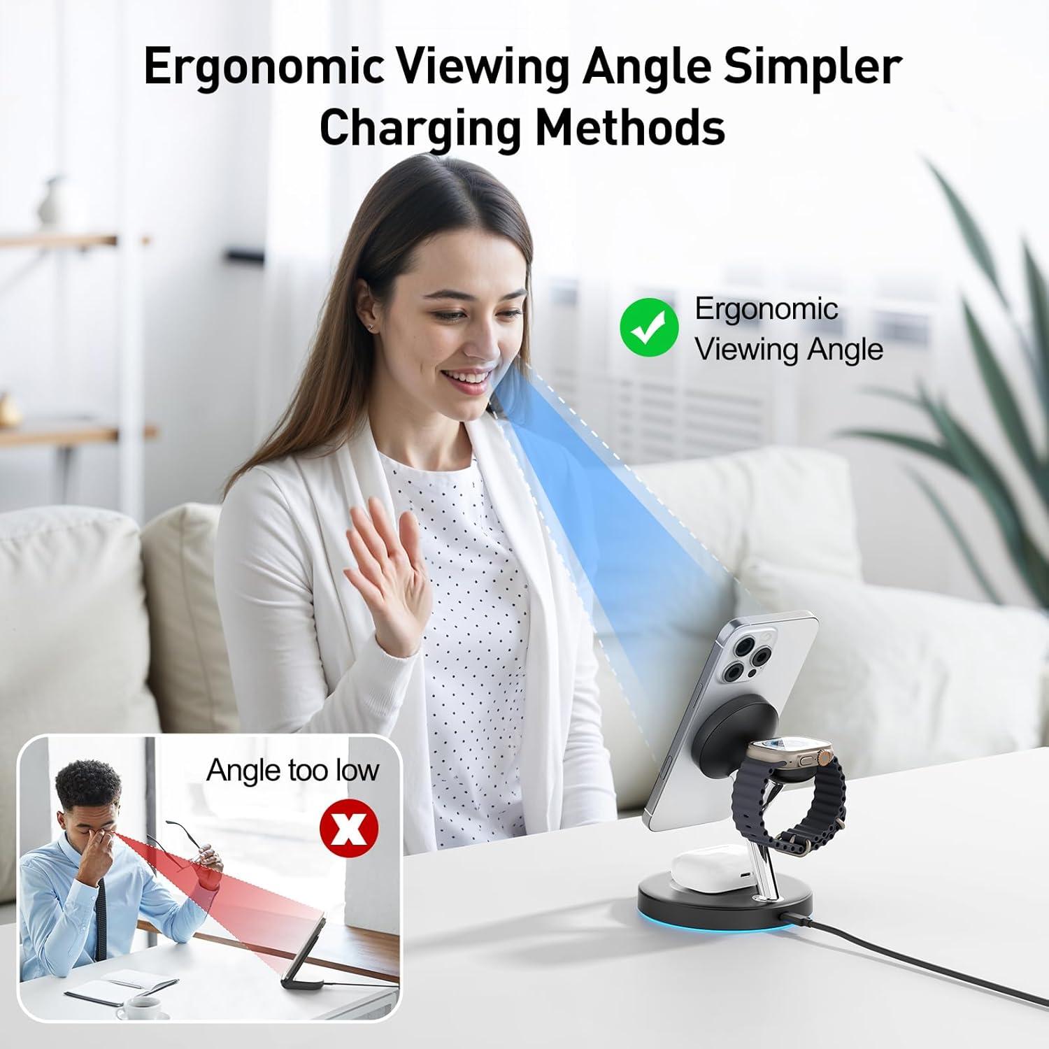 Estación de Carga 3 en 1 Mag-Safe para iPhone 16/15/14/13