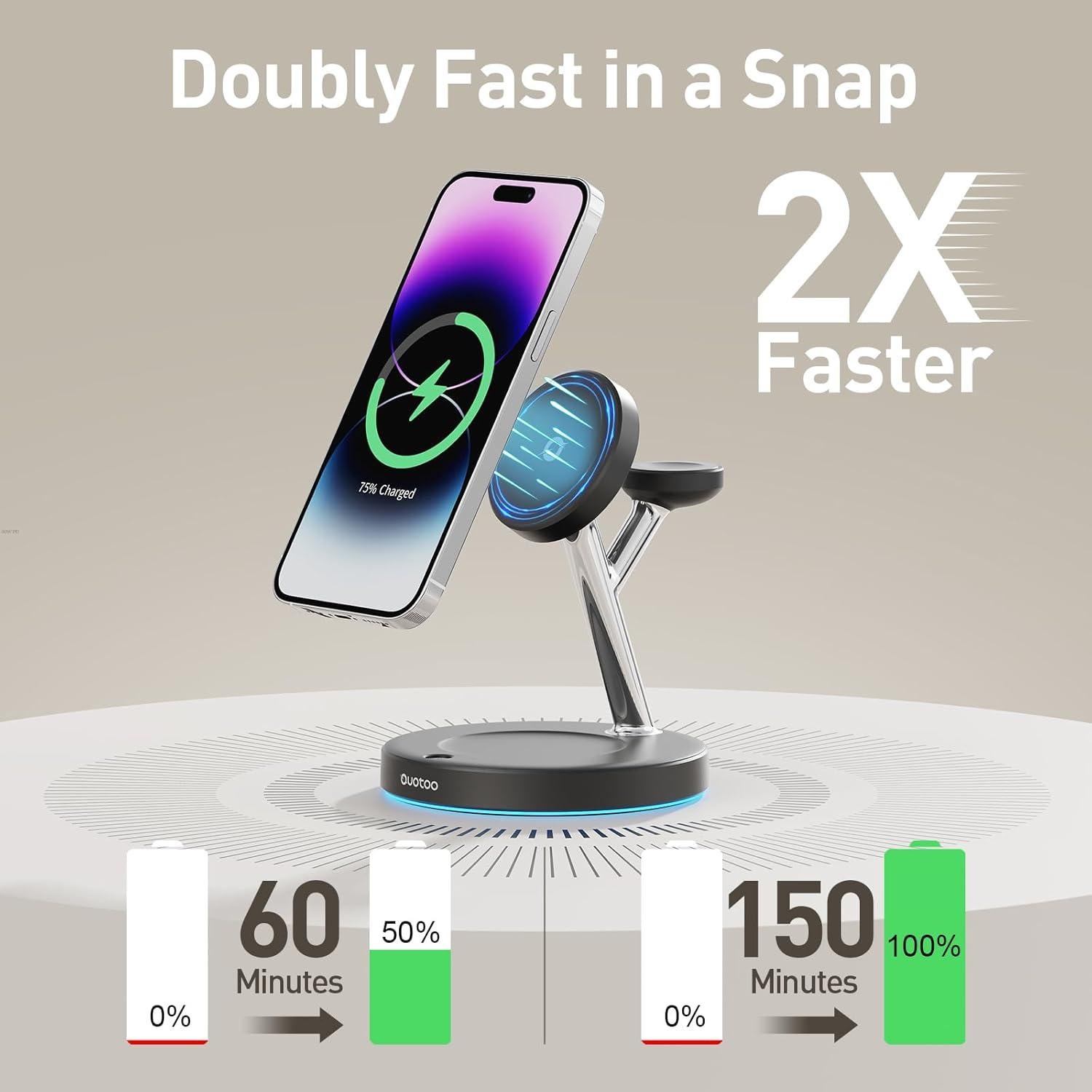 Estación de Carga 3 en 1 Mag-Safe para iPhone 16/15/14/13