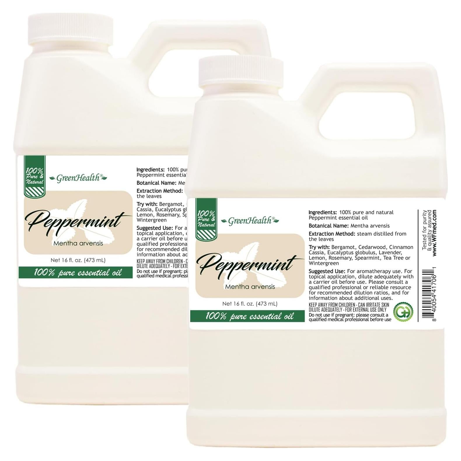 Aceite Esencial de Menta Verde WFMed - 946 ml Total - 100% Puro