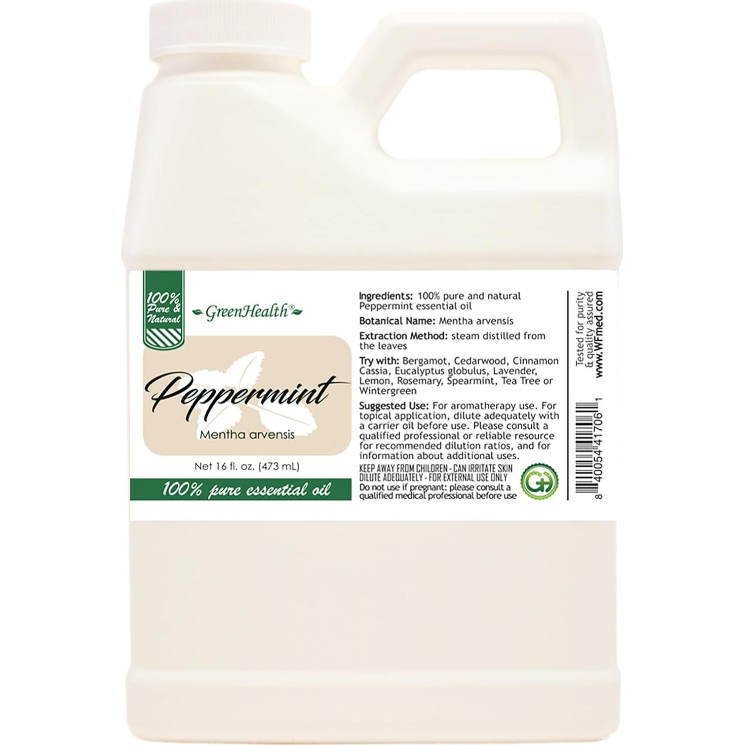 Aceite Esencial de Menta Verde WFMed - 946 ml Total - 100% Puro